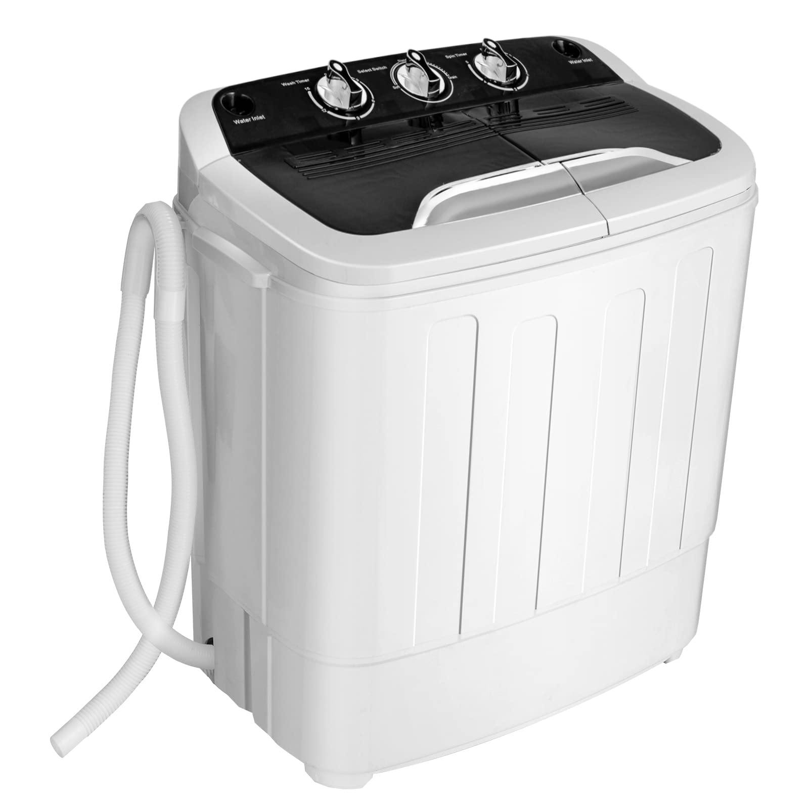 Giantex Full-Automatic Washing Machine, 7.7lbs Capacity Washer and Spinner Combo w/Built-In Barrel Light, Drain Pump & Long Hose, Compact Laundry