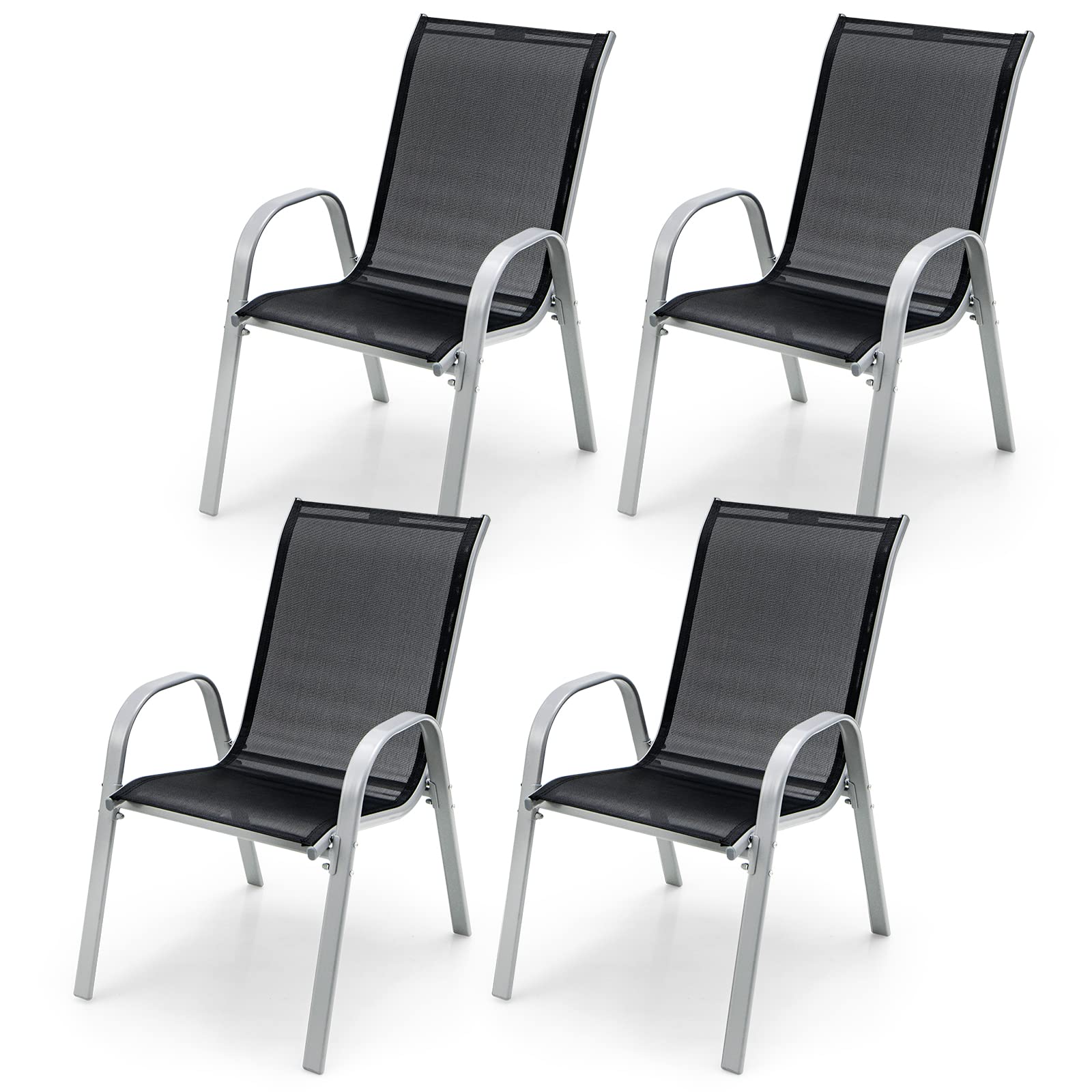 W/Curved Armrests – Set 4 of Chairs, Chairs Giantex Patio Outdoor Giantexus Dining