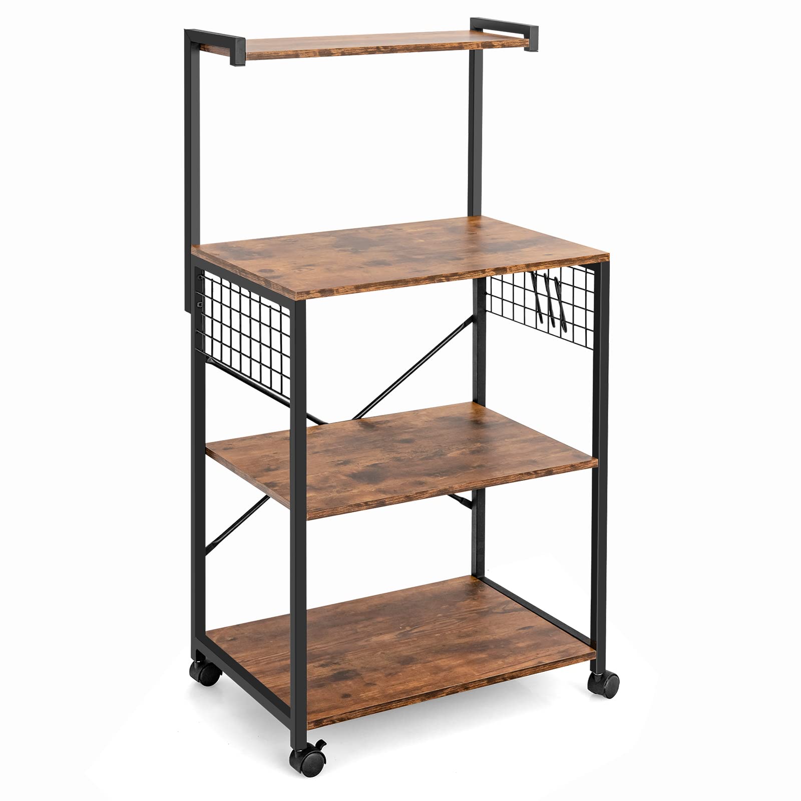 Garage Shelving, Rolling Shelf with Wheels for Storage, 3-Tier Metal Shelving  Unit with Wheels for Garage Kitchen Office, Utility Carts with Wheels,  Bakers Rack Shelf, Storage Shelves on Wheels 