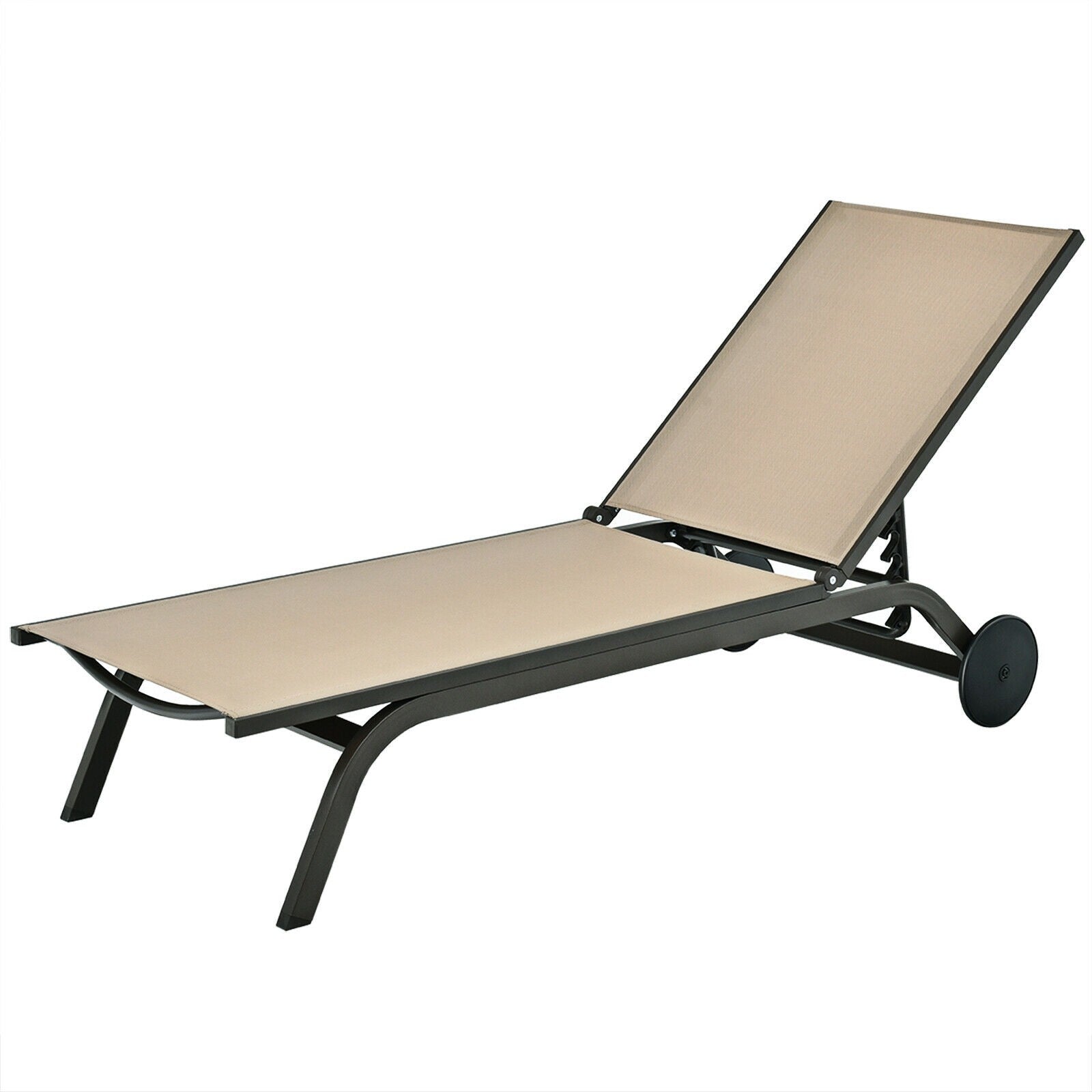 Giantex Lounge Chairs for Outside Patio Chaise Lounges Aluminum Recliner W/Adjustable 6 Backrest Positions and Wheels