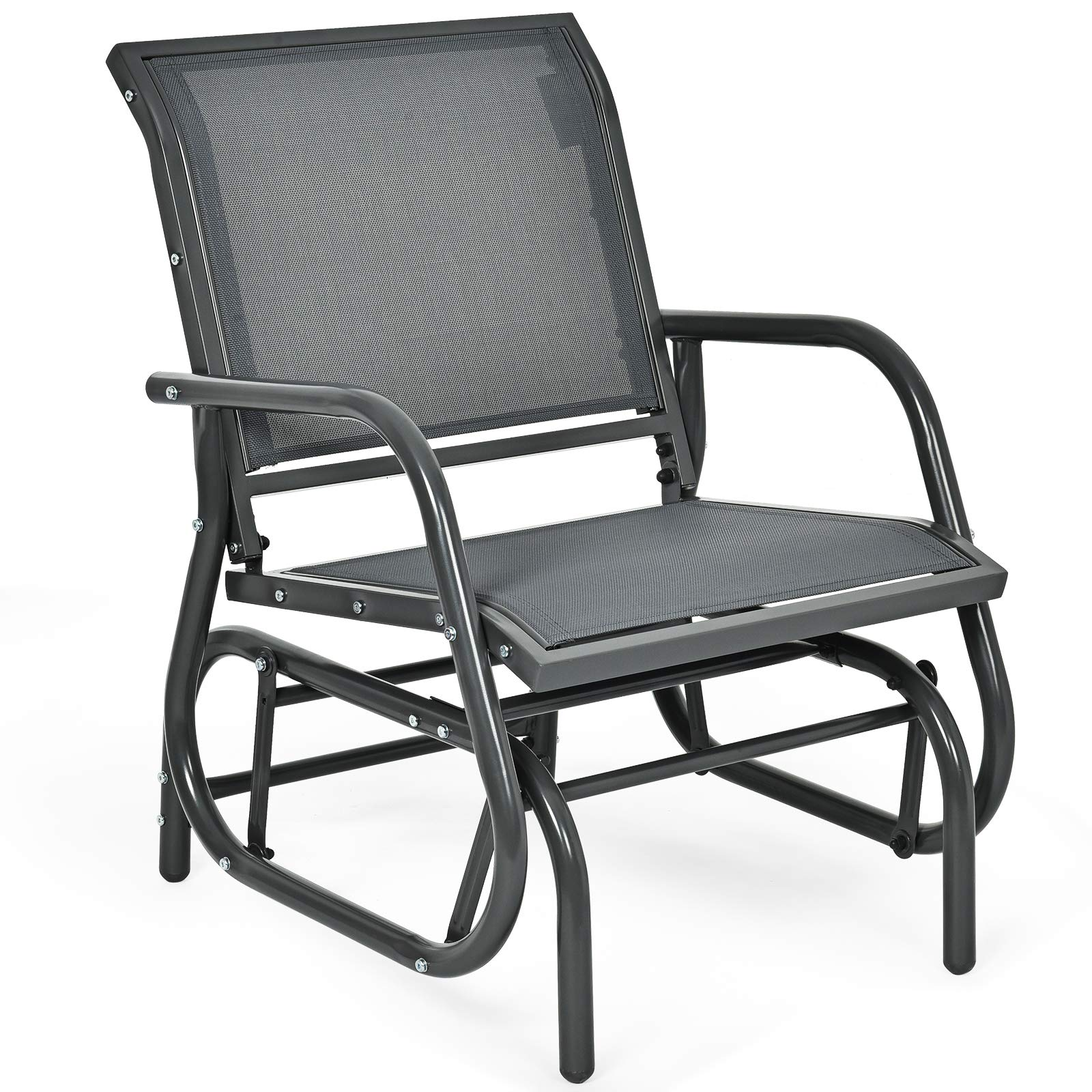 Swing Glider Chair W/Study Metal Frame Comfortable Patio Chair