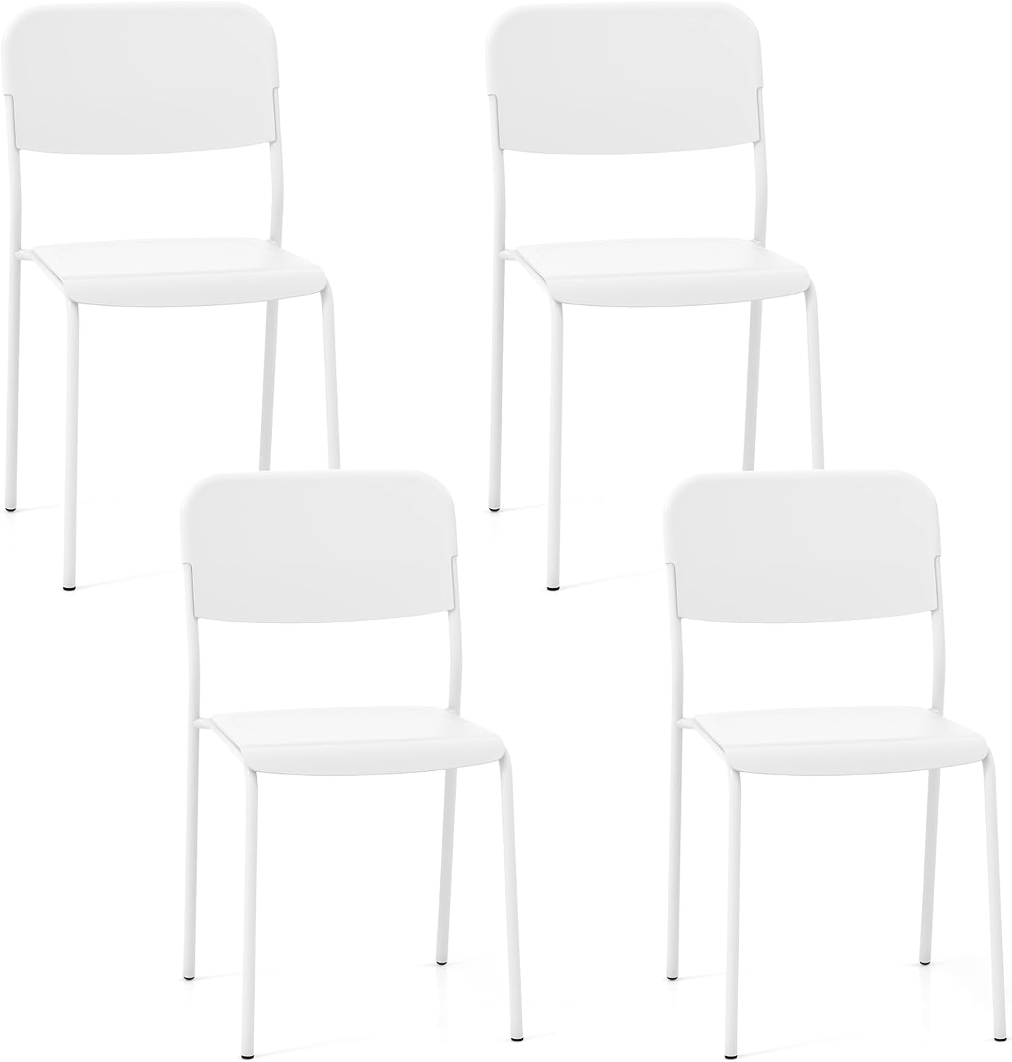 Giantex Metal Dining Chairs Set of 4, Stackable Lightweight Kitchen Chairs w/Tilted Backrest & Sturdy Metal Legs