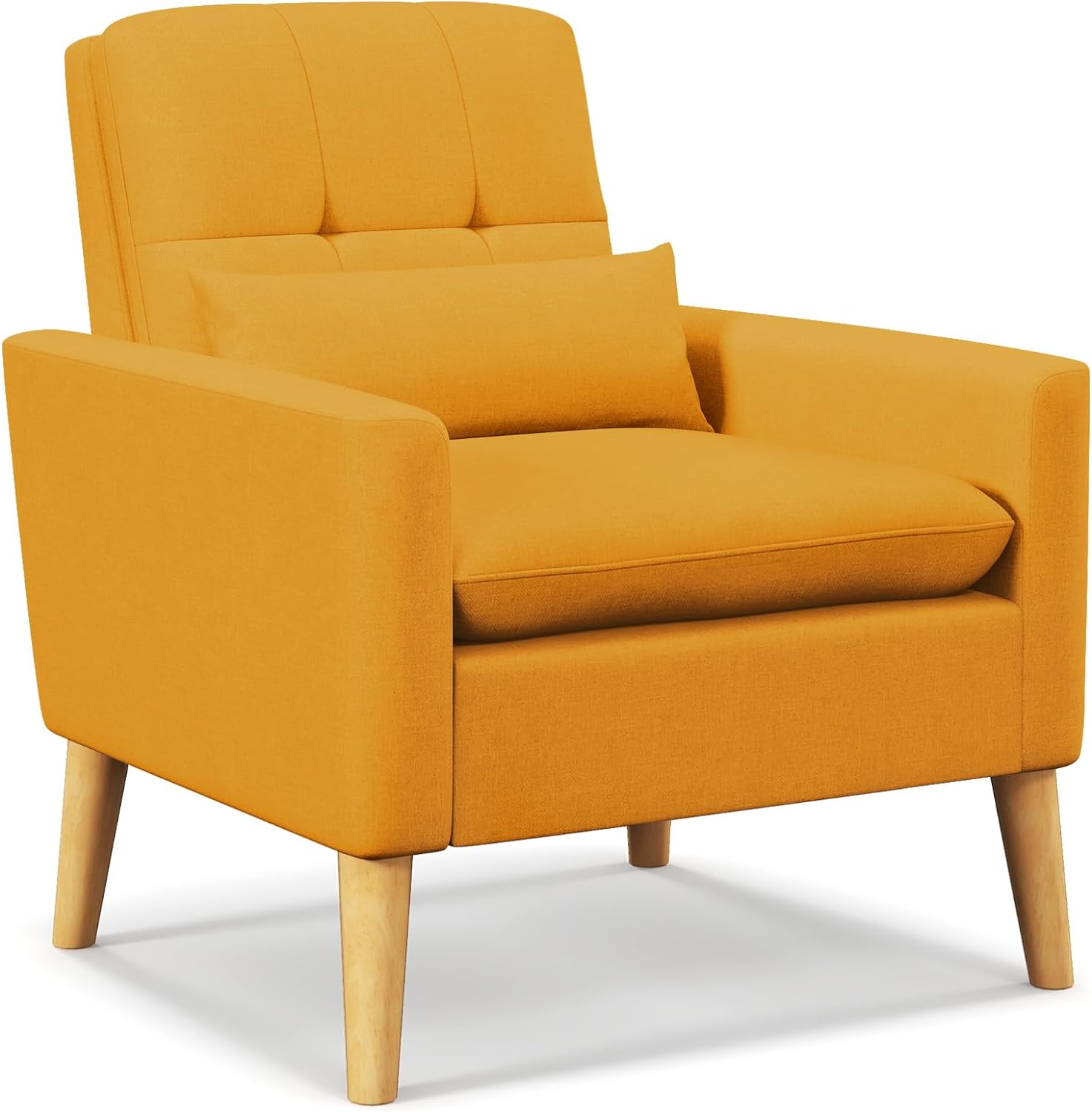 Giantex Modern Accent Chair, Mid-Century Linen Fabric Armchair