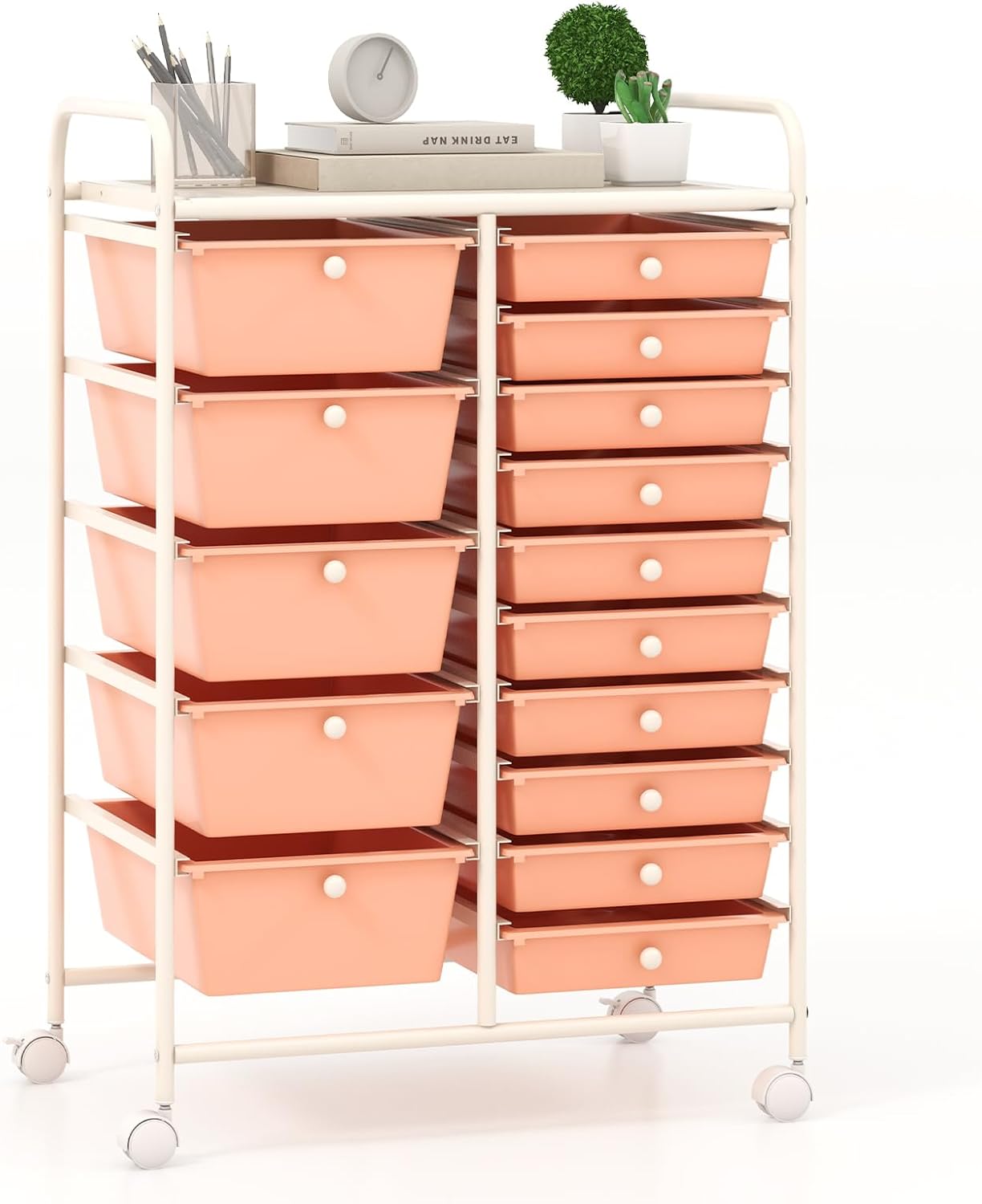 Giantex 15-Drawer Organizer Cart Office School Rolling Storage Cart