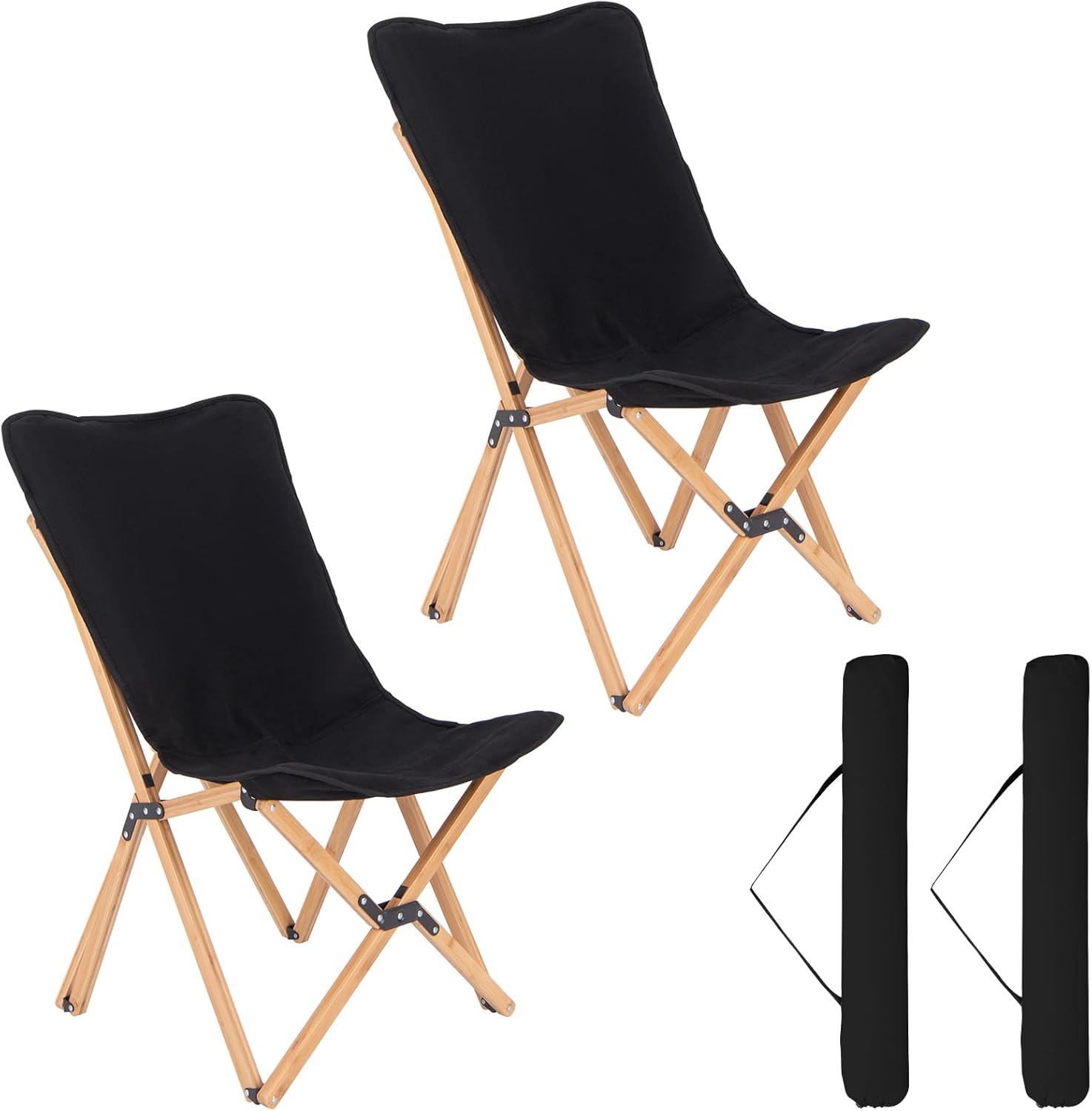 Giantex Camping Chairs 2 Pack, Folding Beach Chairs for 330lbs, Outdoor Butterfly Chair