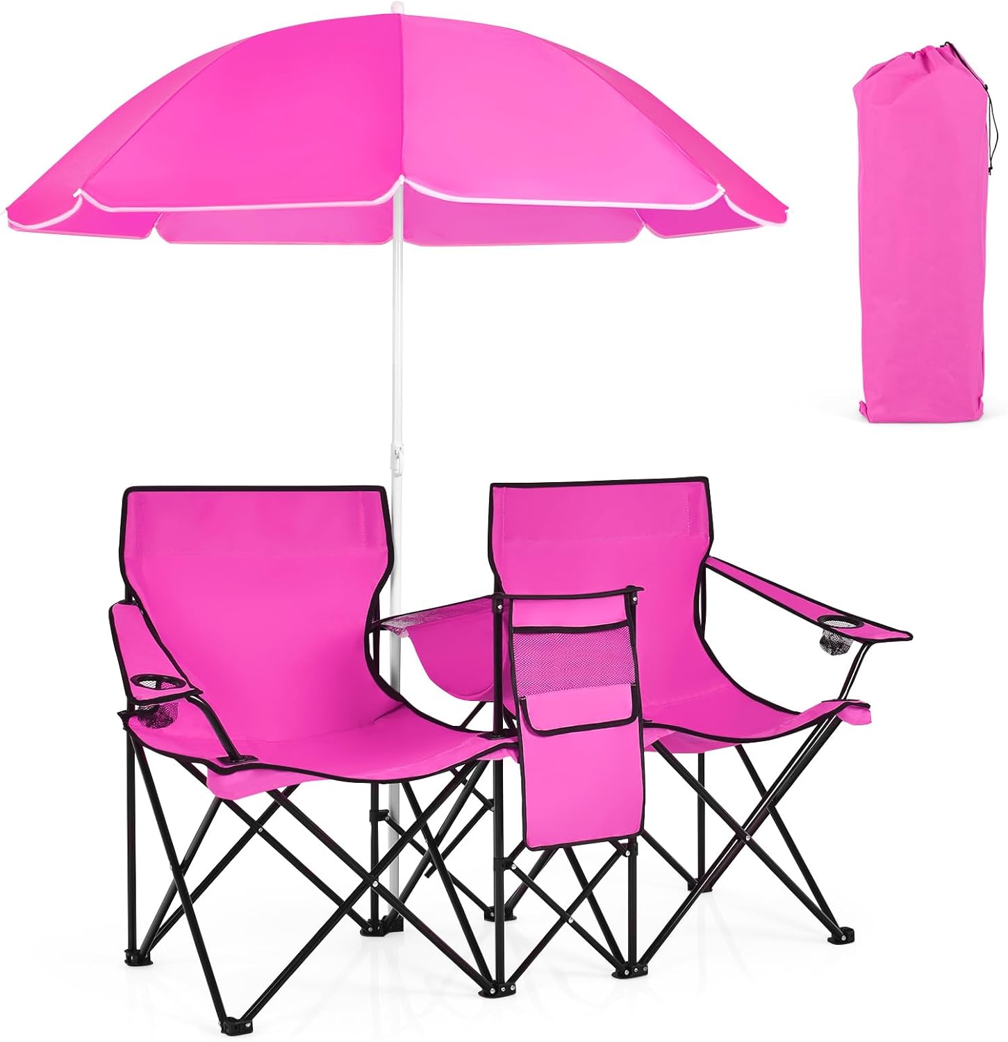 Giantex Camping Chairs Double Folding Chair with Canopy