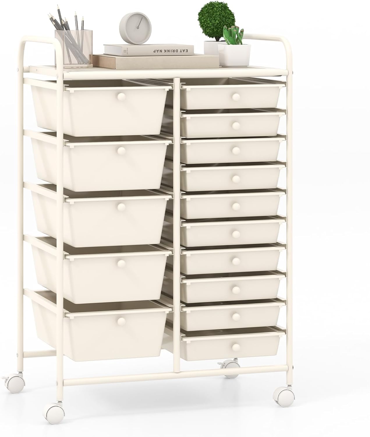 Giantex 15-Drawer Organizer Cart Office School Rolling Storage Cart