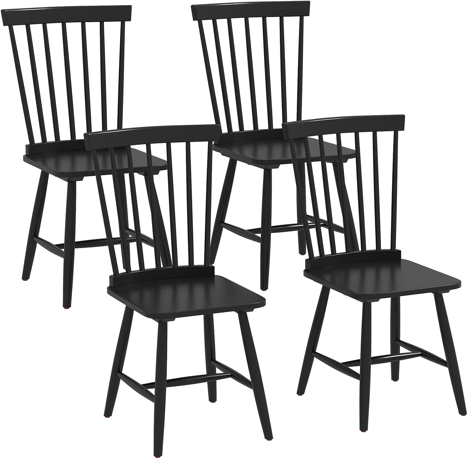 Giantex Windsor Dining Chairs Set of 2/4 Black, w/Wide Seat & Spindle Back, Max Load 400 Lbs