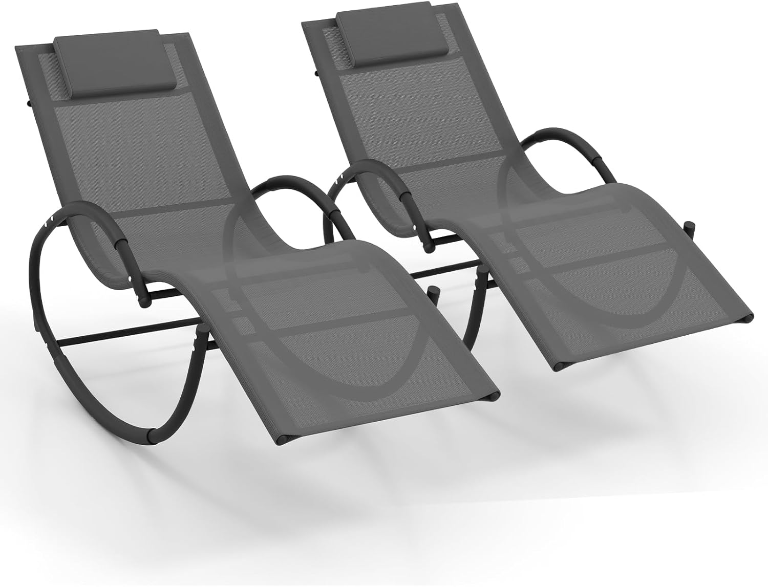 Giantex Outdoor Rocking Lounge Chair, Zero Gravity Rocking Chair with Removable Headrest, Breathable Backrest & Seat