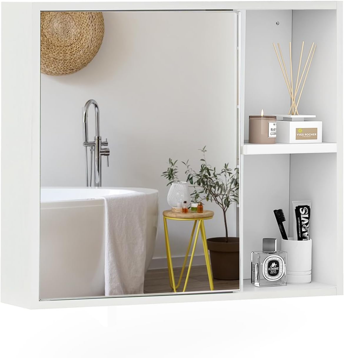 Giantex Medicine Cabinet, Bathroom Wall Cabinet with Mirror Door, 2 Adjustable Shelves, 2 Open Shelves