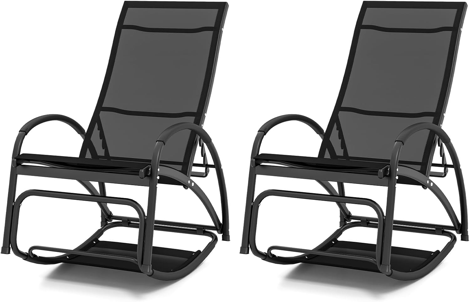 Giantex 2-in-1 Outdoor Rocking Chair, Convertible Lounge Chair with 4-Position Adjustable Backrest