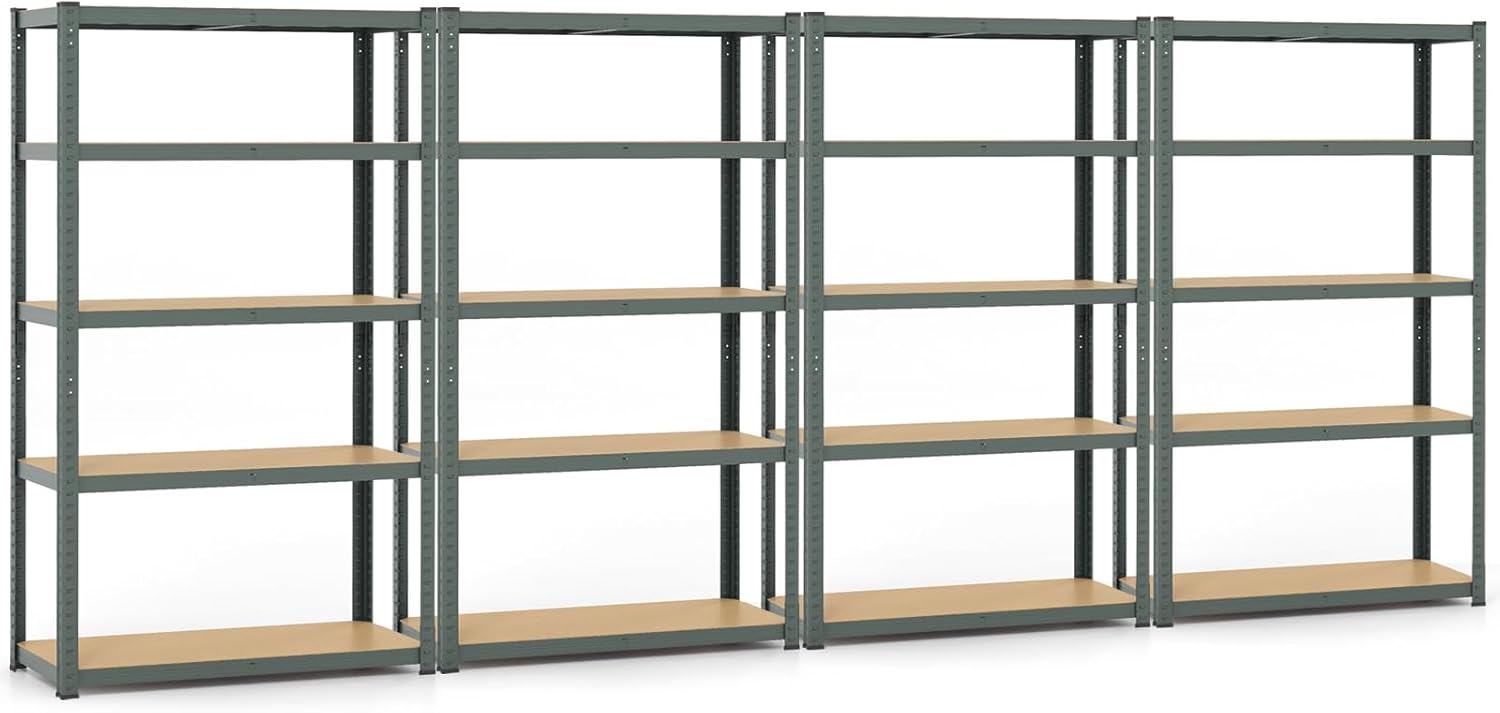 Giantex 5-Tier Metal Utility Shelves, Garage Storage Shelving Unit w/Adjustable Height, 2200 LBS Total Load Capacity