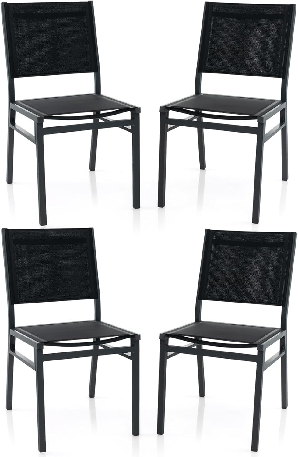 Giantex Outdoor Patio Dining Chair, Armless Dining Chair with Breathable Fabric Seat & Backrest