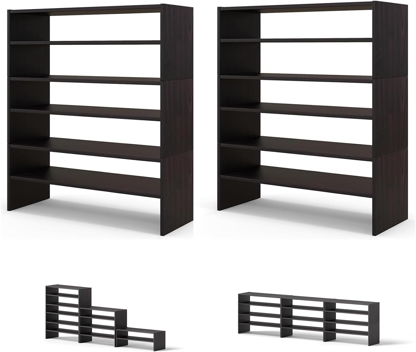 3-in-1 Shoe Rack, 5-Tier Shoe Organizer, Wood Storage Shelf for Shoes