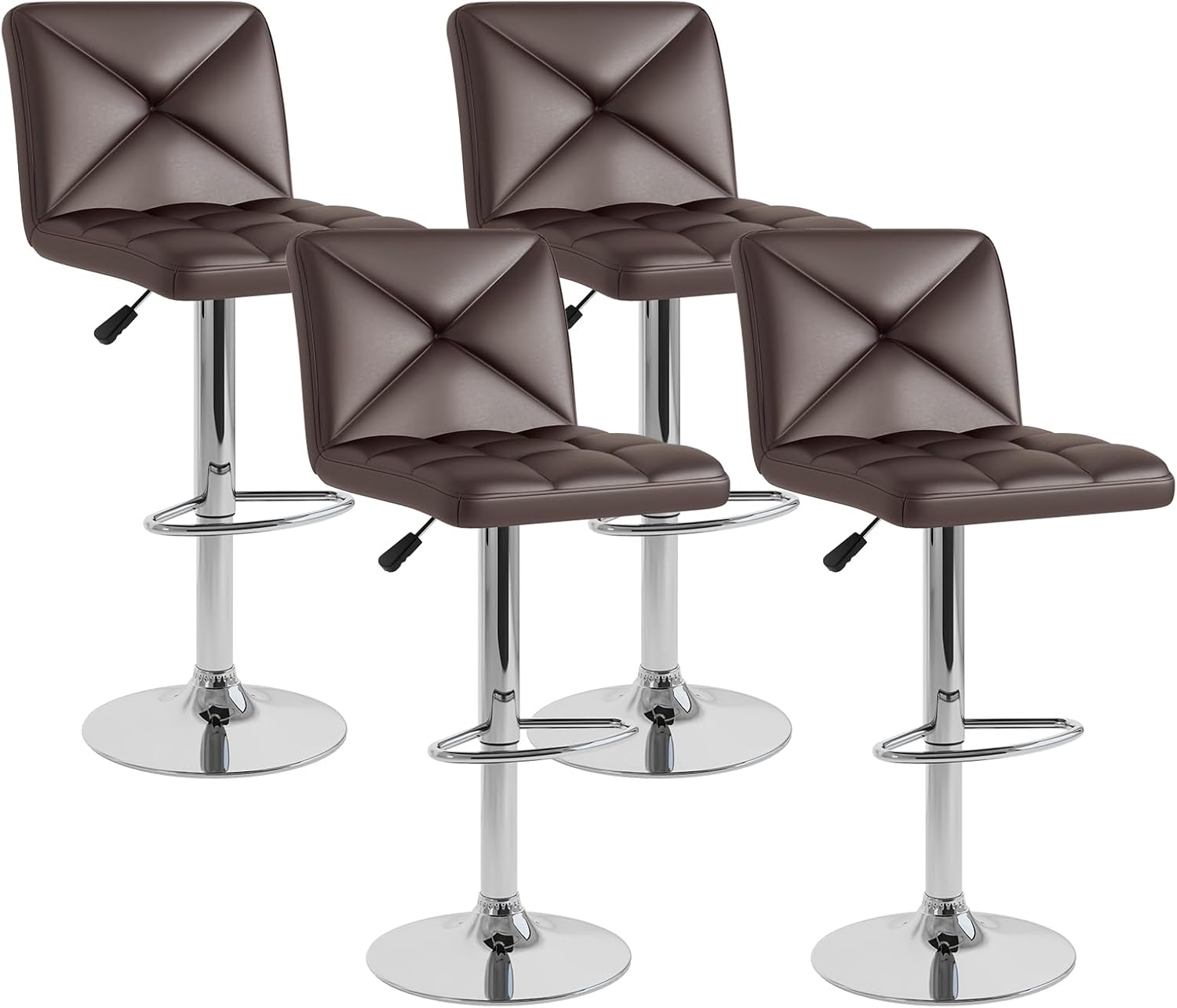 Giantex Bar Stools Set of 2/4, Modern PU Leather Swivel Counter Height Bar Stools with Back