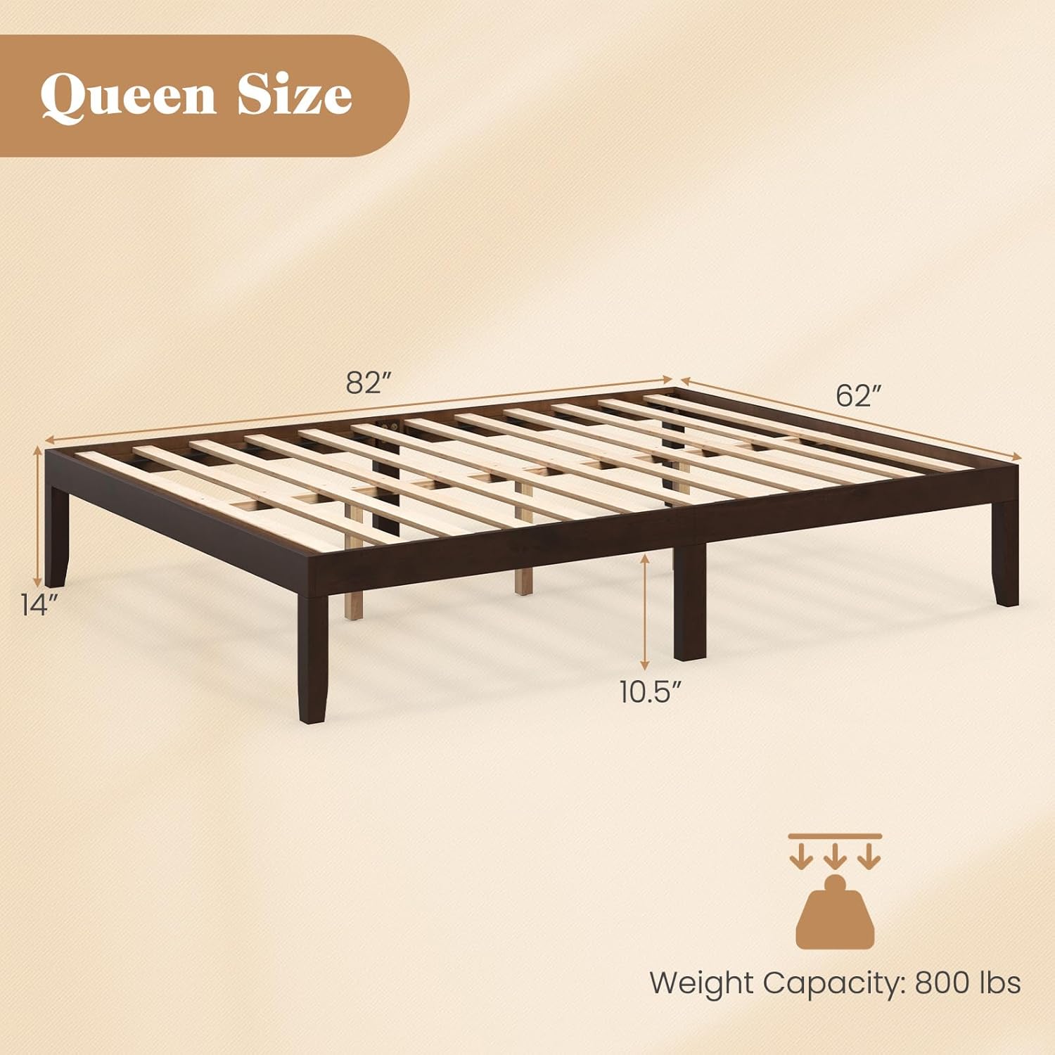 Giantex 14 Inch Twin Wood Platform Bed Frame, Minimalist Twin Bed Frame with Wooden Slats Support & Rubber Wood Legs