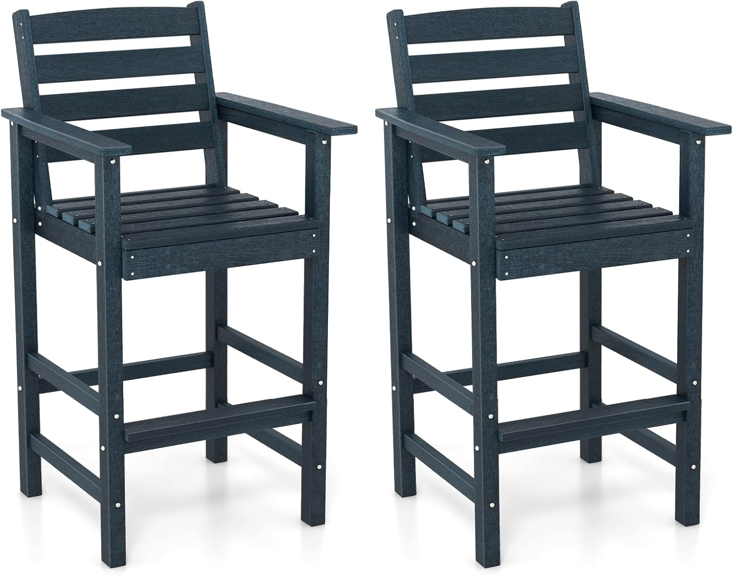 Giantex 29” Bar Stools Set of 2/4, HDPE Barstools w/Back, Armrests & Footrests, Max Load 330Lbs