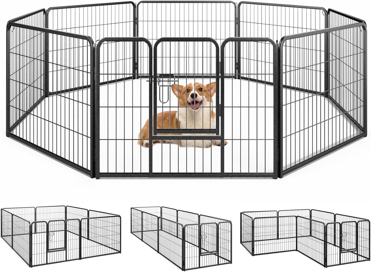 Giantex Dog Playpen Outdoor 24" H - 8/16 Panels Metal Pet Fence for Puppies Small Dogs, Portable Dog Fence for Yard Garden RV Camping