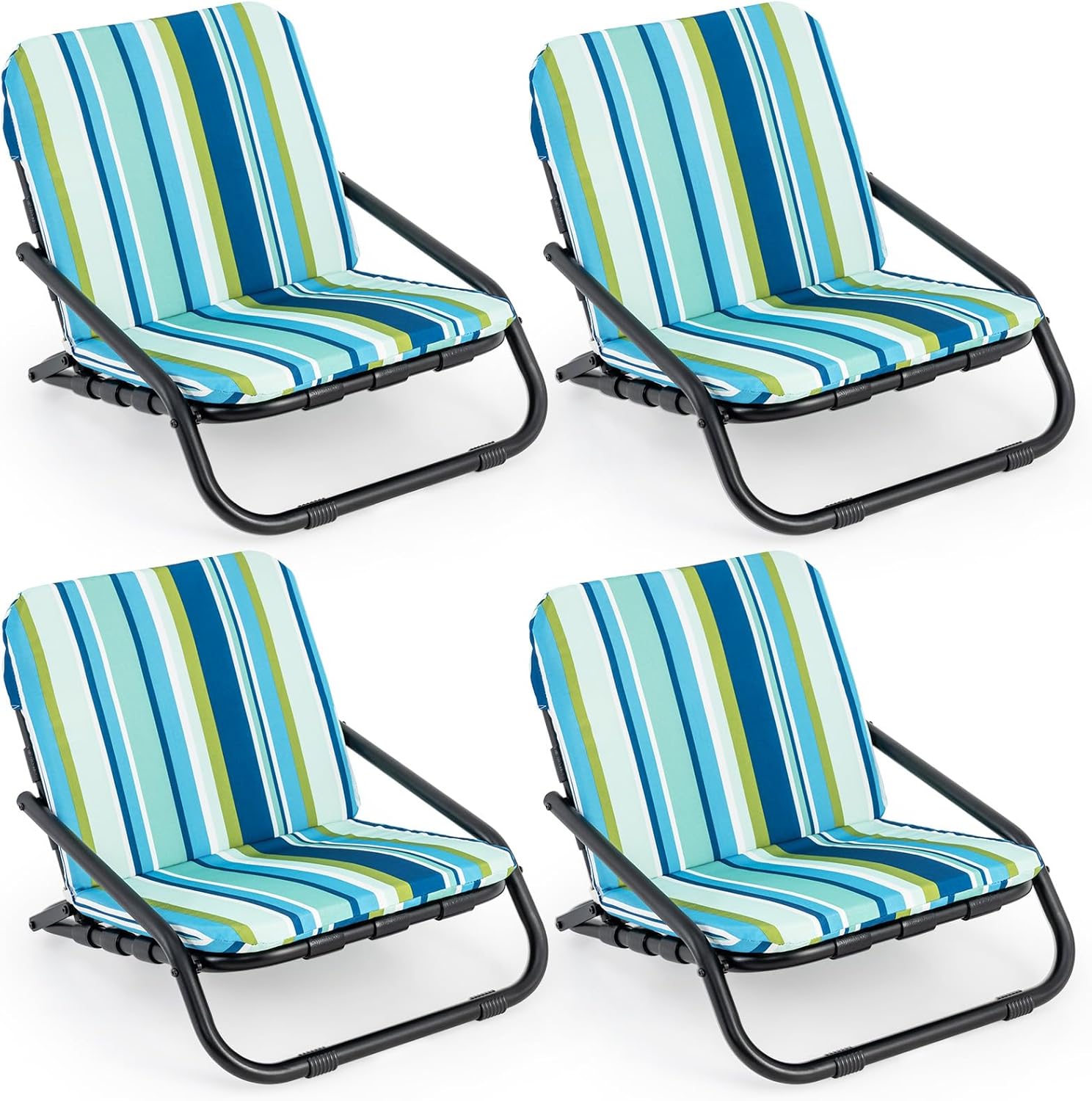 Giantex 2/4-Pack Beach Chairs for Adults, Folding Camping Chairs with Aluminum Frame, Quick-Drying Cotton Cushion