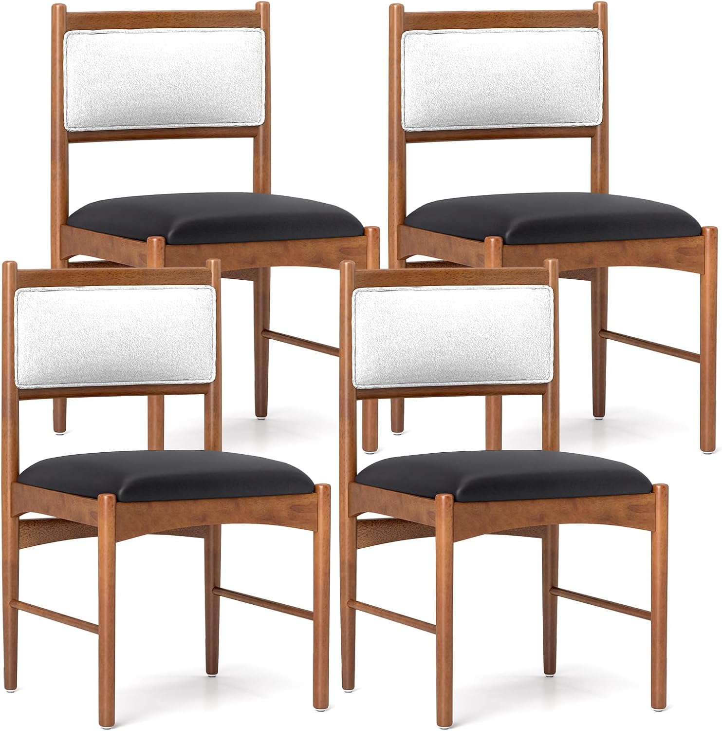 Giantex Wooden Dining Chairs, Upholstered Kitchen Chairs w/Rubber Wood Frame & Faux Leather Padded Seat