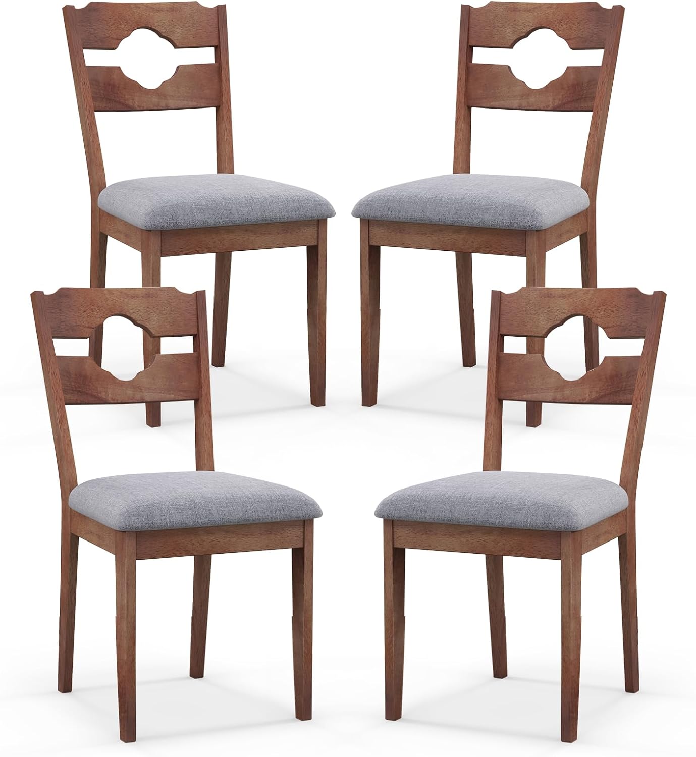 Giantex Wooden Dining Chairs Set of 2/4, Rubber Wood Dinner Chair w/Hollowed Backrest & Padded Seat