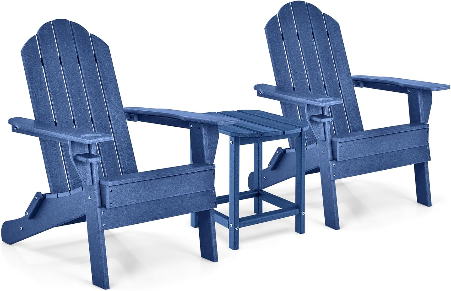 Folding Adirondack Chair with Side Table, Outdoor Adirondack Chair w/Cup Holder