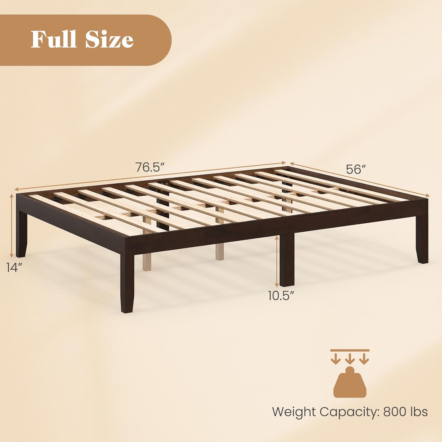 Giantex 14 Inch Twin Wood Platform Bed Frame, Minimalist Twin Bed Frame with Wooden Slats Support & Rubber Wood Legs