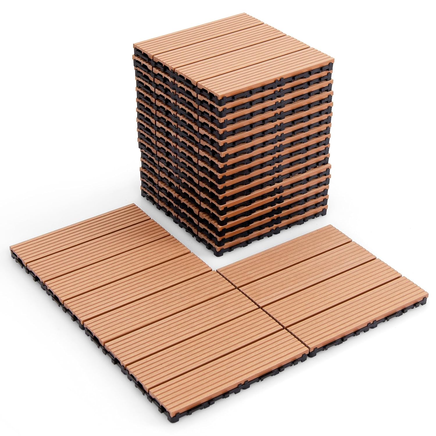 Giantex Interlocking Deck Tiles 18/36 Pack - 12 x 12 in Composite Outdoor Flooring Covering All Weather Use