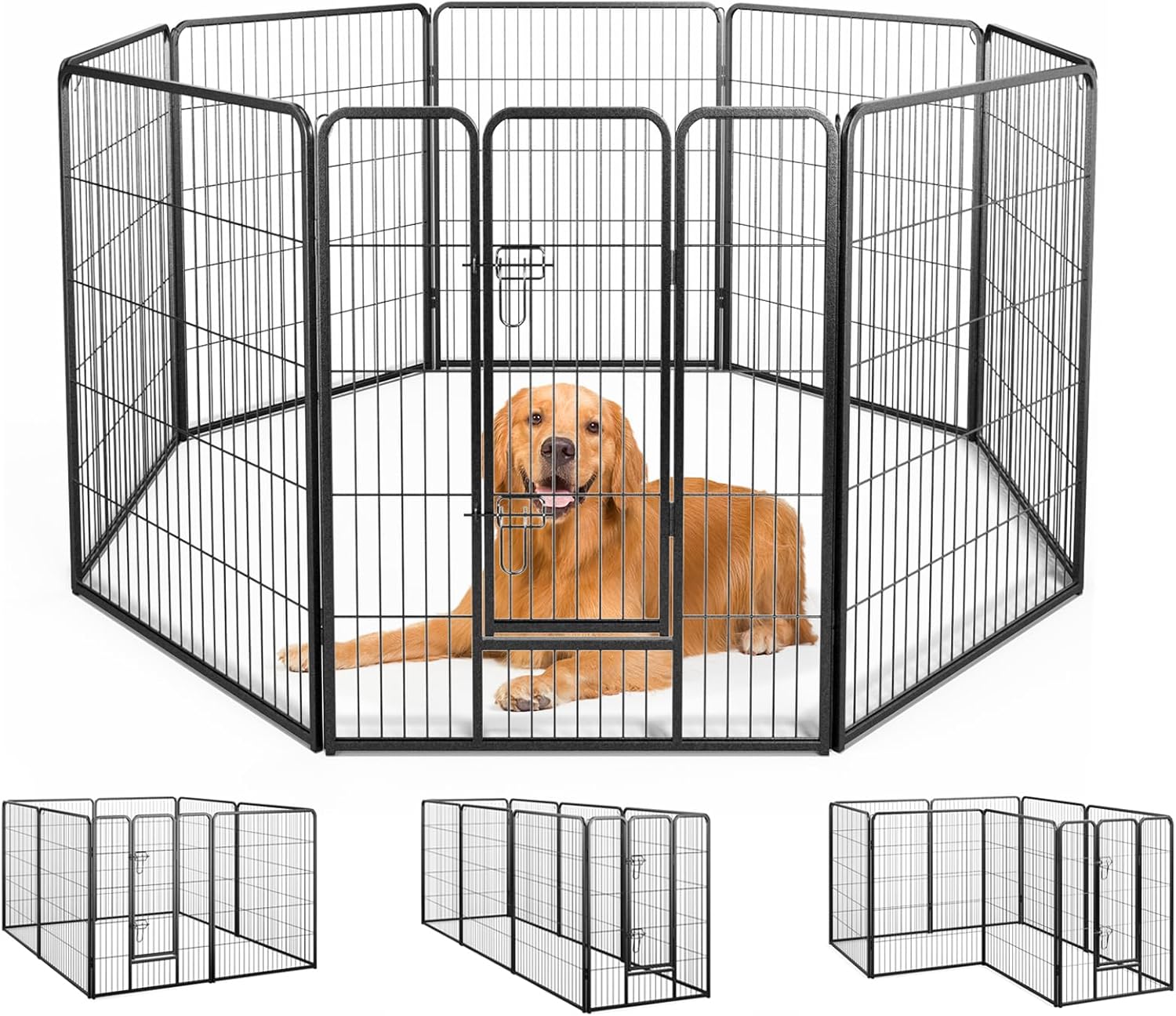 Giantex Dog Playpen Outdoor 40" H - 8/16 Panels Metal Pet Fence for Large Dogs, Heavy Duty Dog Pen Exercise Fence with Door