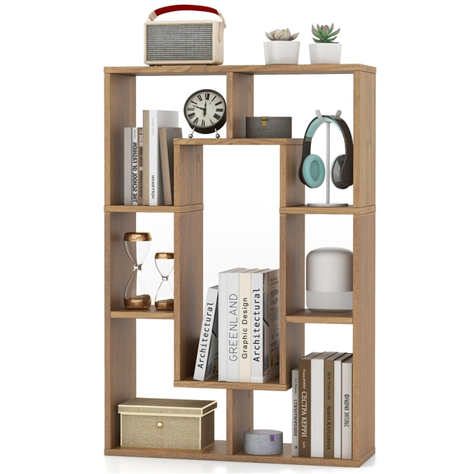 Giantex 7-Cube Bookcase White, Modern Freestanding Wooden Rectangular Bookshelf with Anti-Tipping Kits