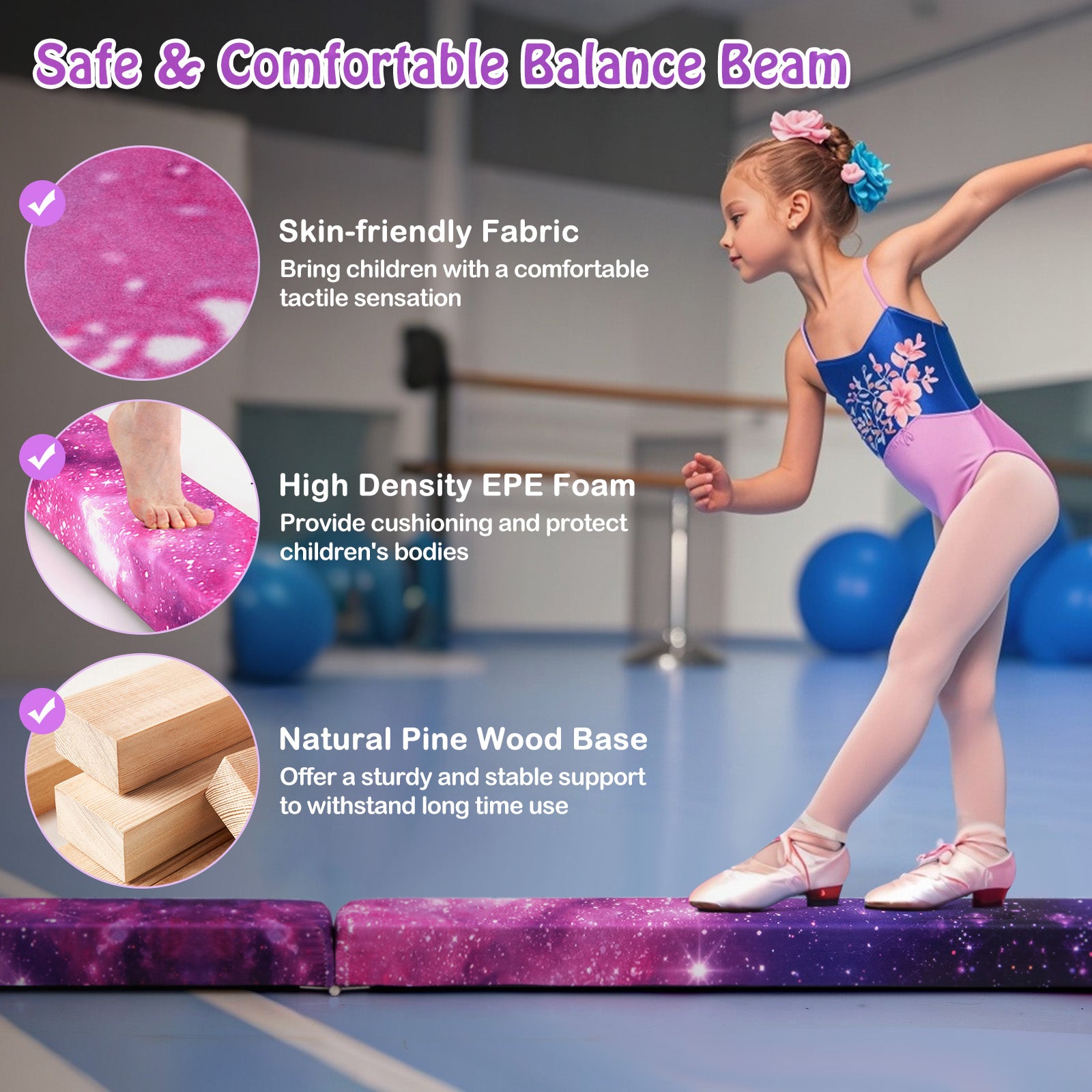 Giantex 7 Ft Balance Beam, Folding Gymnastics Beam w/Carry Handles