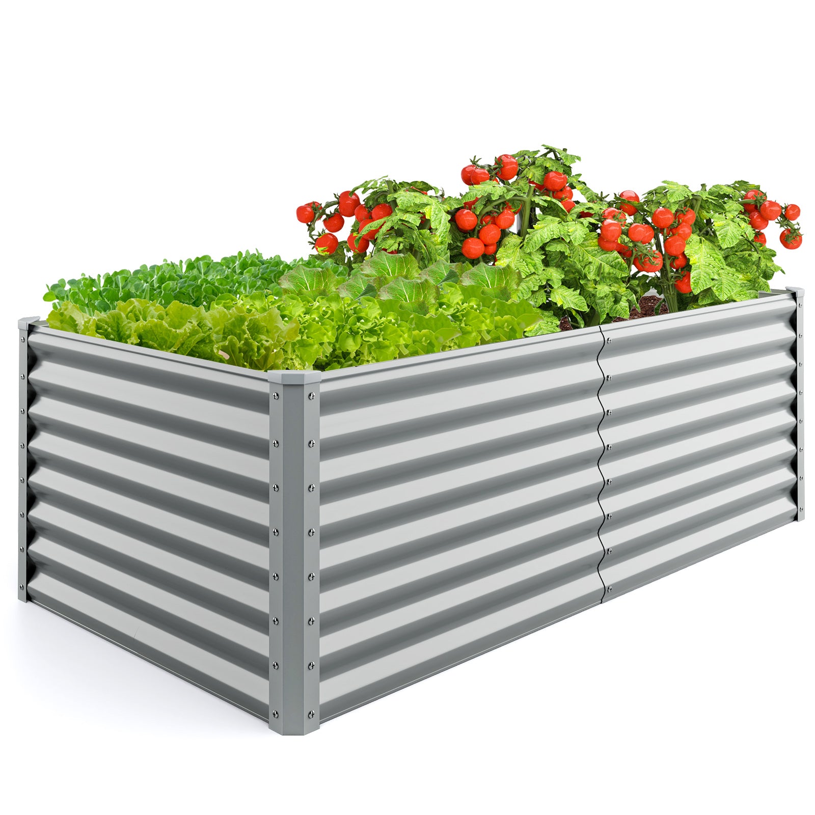 Giantex 6x3x2ft Steel Planter Raised Bed, Protective Edges, Vegetables, Flowers Fruit Herb