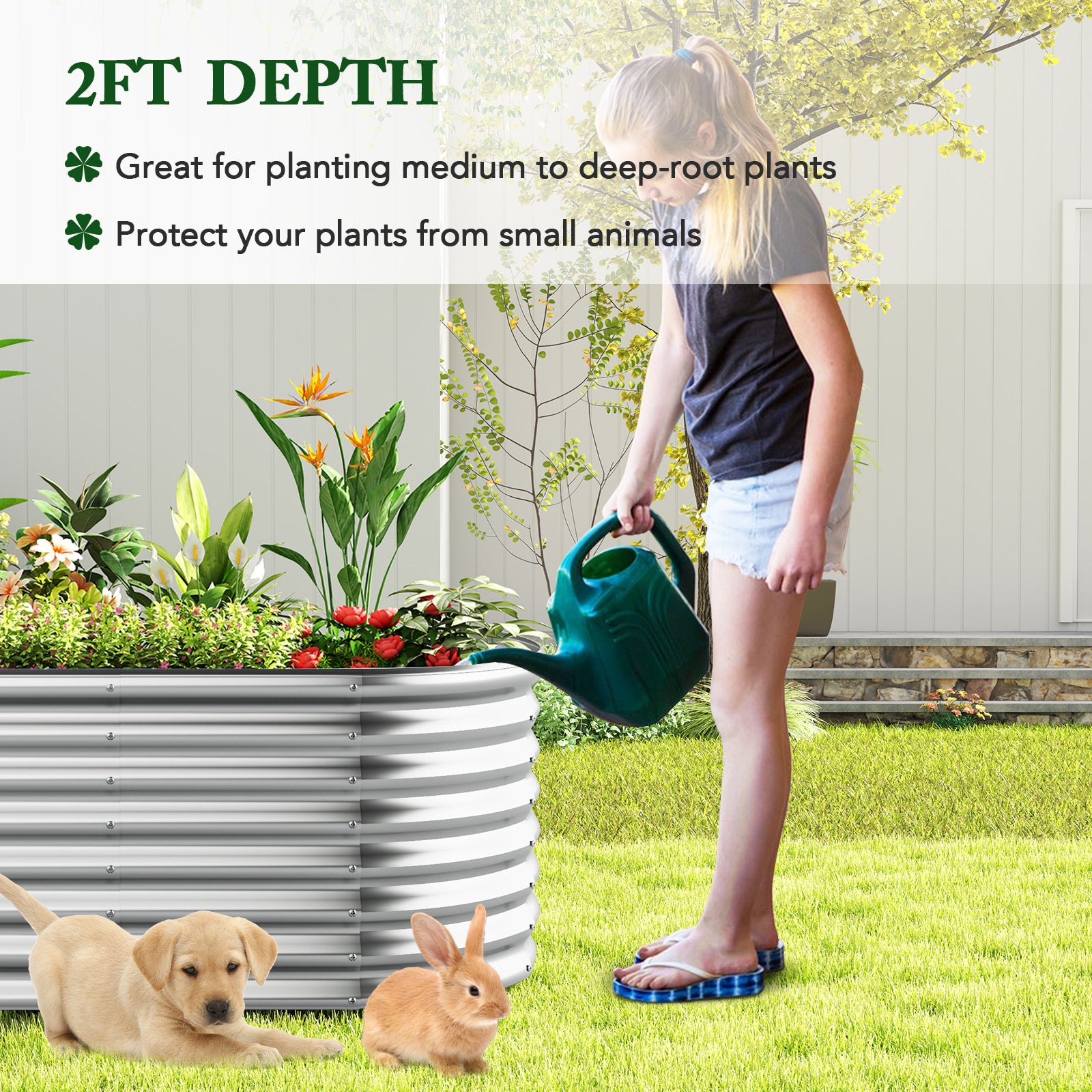 Giantex Raised Garden Bed, 65” x 32” x 24” Oval Metal Planter Box