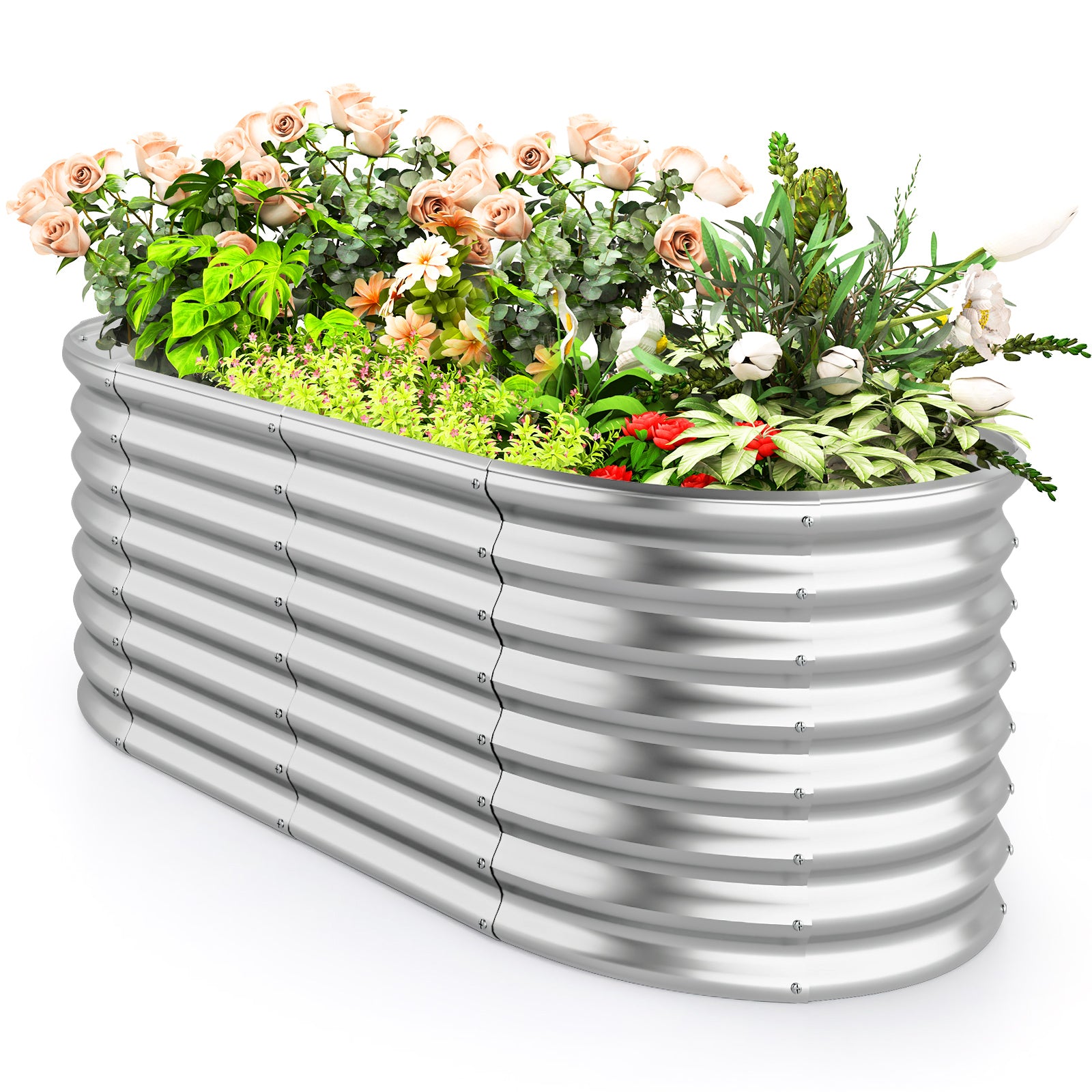 Giantex Raised Garden Bed, 65” x 32” x 24” Oval Metal Planter Box