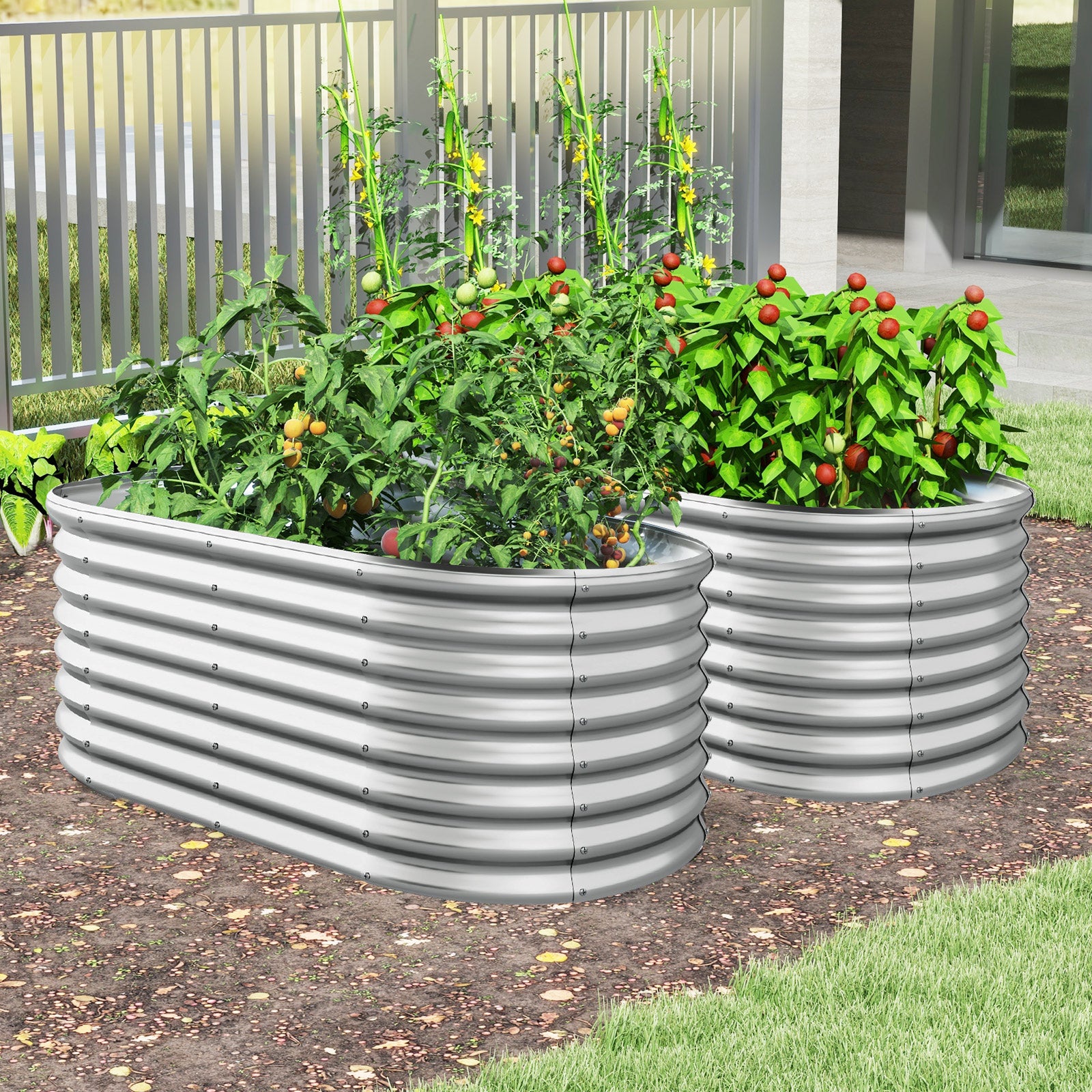 Giantex Raised Garden Bed, 65” x 32” x 24” Oval Metal Planter Box