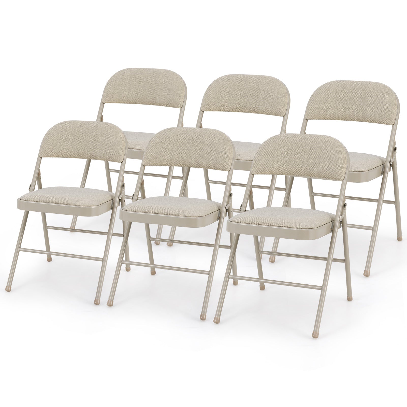 4-Pack Folding Chairs with Metal Frame and Fabric Upholstered Padded Seat