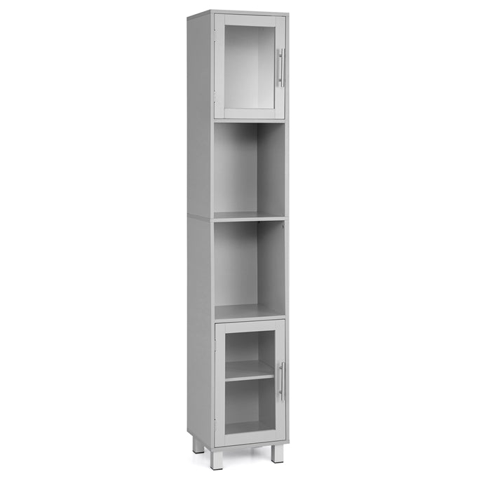 Tall Bathroom Cabinet, Home Bedroom Living Room Wood Linen Storage Cabinet Free Standing