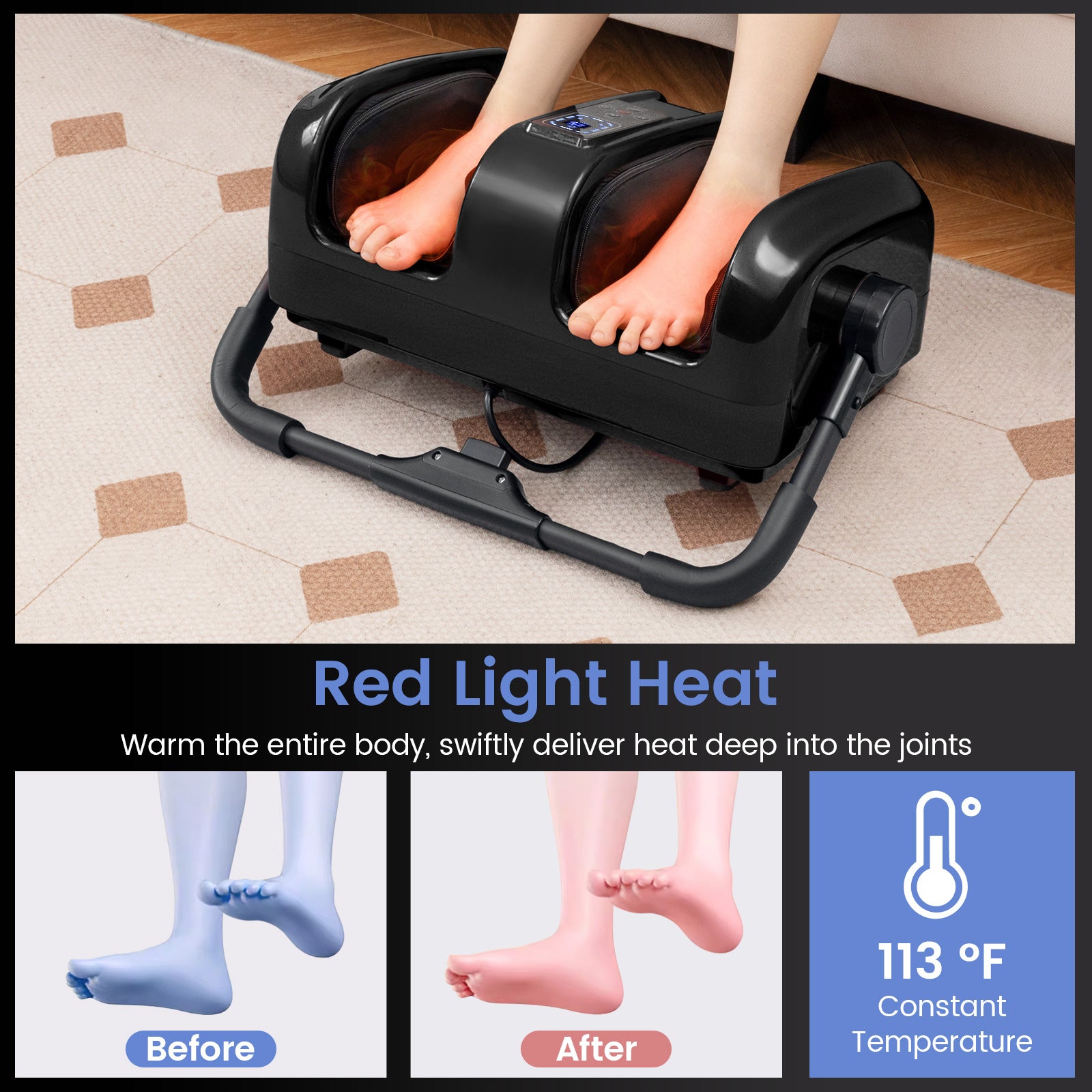 Giantex Foot Massager with Heat, 3 Massage Modes & Speed, Timer, 3 Intensity, Washable Cover