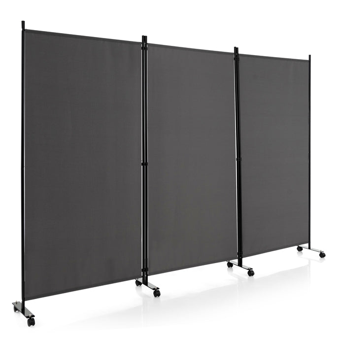 Giantex 3 Panel Room Divider with Wheels, 103''W x 71''H Folding Privacy Screen