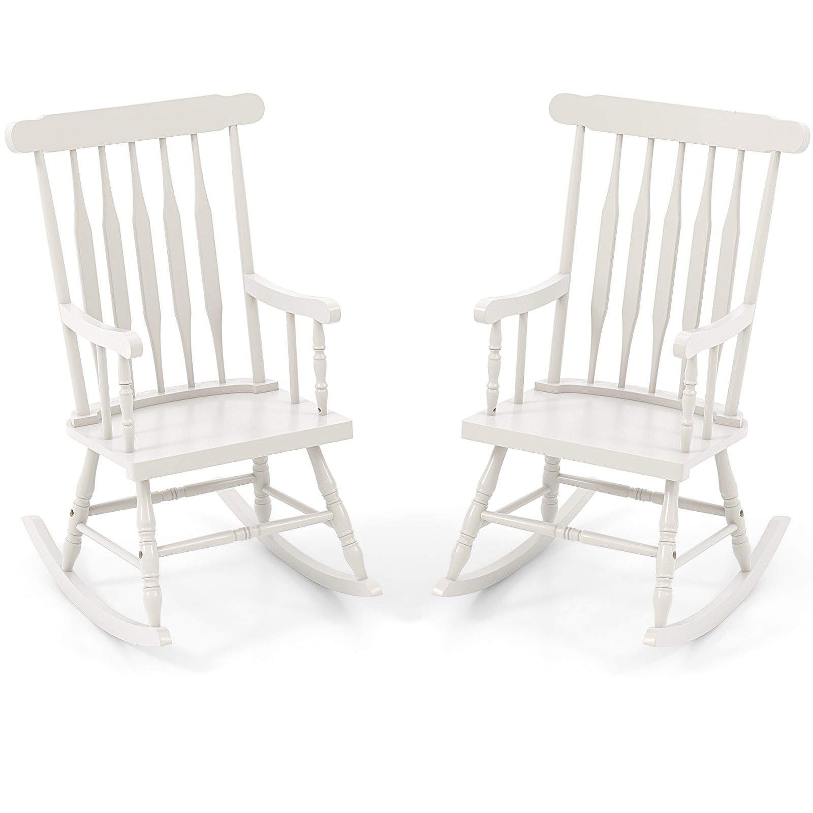 Giantex Outdoor Wood Rocking Chair - Set of 2 Patio Rocking Chair with Solid Frame