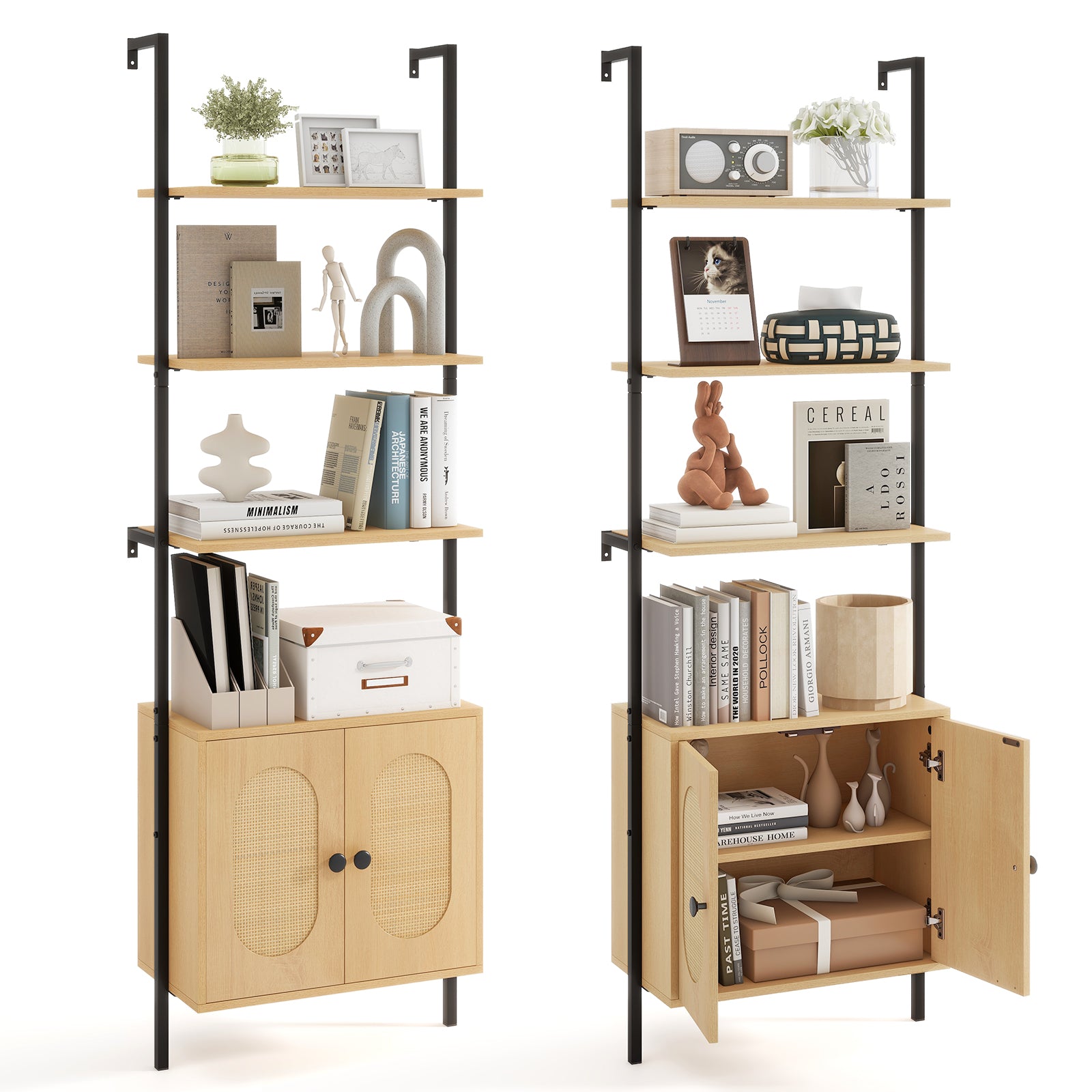 Giantex Ladder Bookshelf with Cabinet