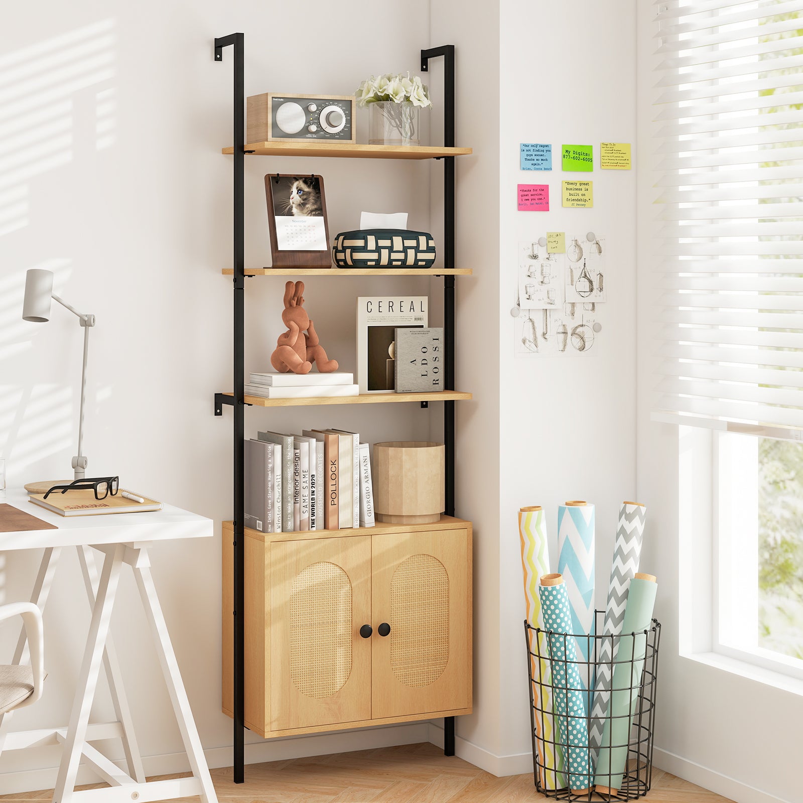 Giantex Ladder Bookshelf with Cabinet