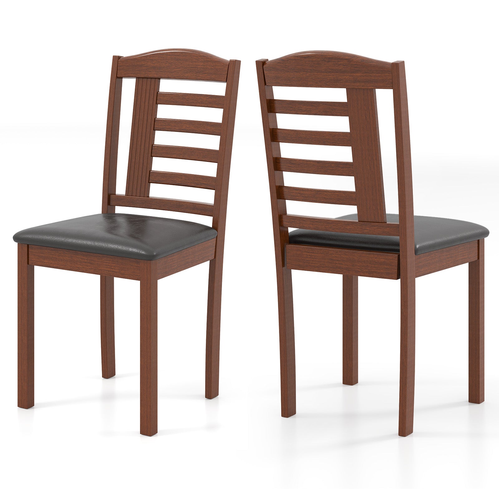 Giantex Wooden Dining Chair, PU Leather Upholstered Kitchen Chairs w/Padded Seat