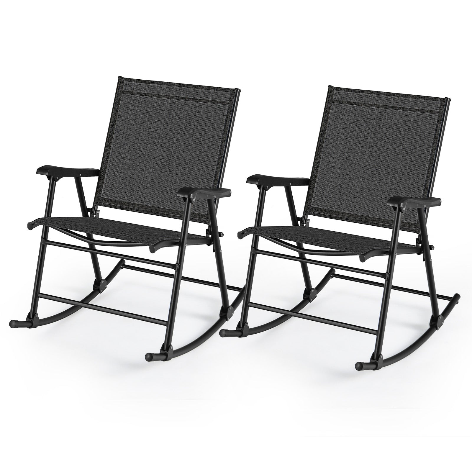 Giantex Folding Rocking Chairs Set of 2 - High Back Patio Rocking Chairs w/Armrests and Footrests, Breathable Back Rest