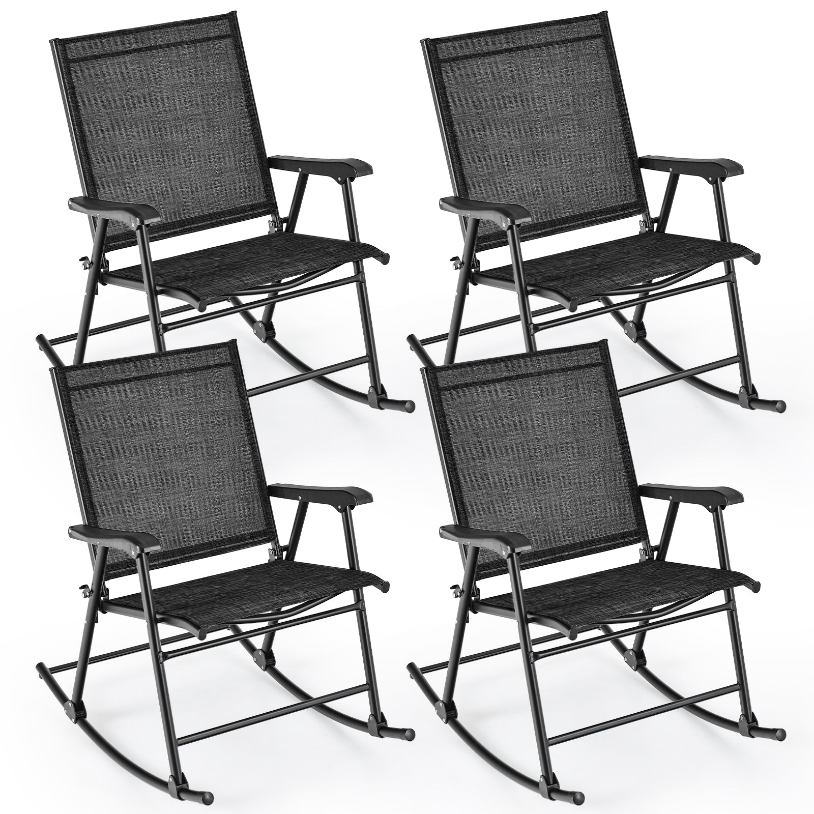 Giantex Folding Rocking Chairs Set of 2 - High Back Patio Rocking Chairs w/Armrests and Footrests, Breathable Back Rest