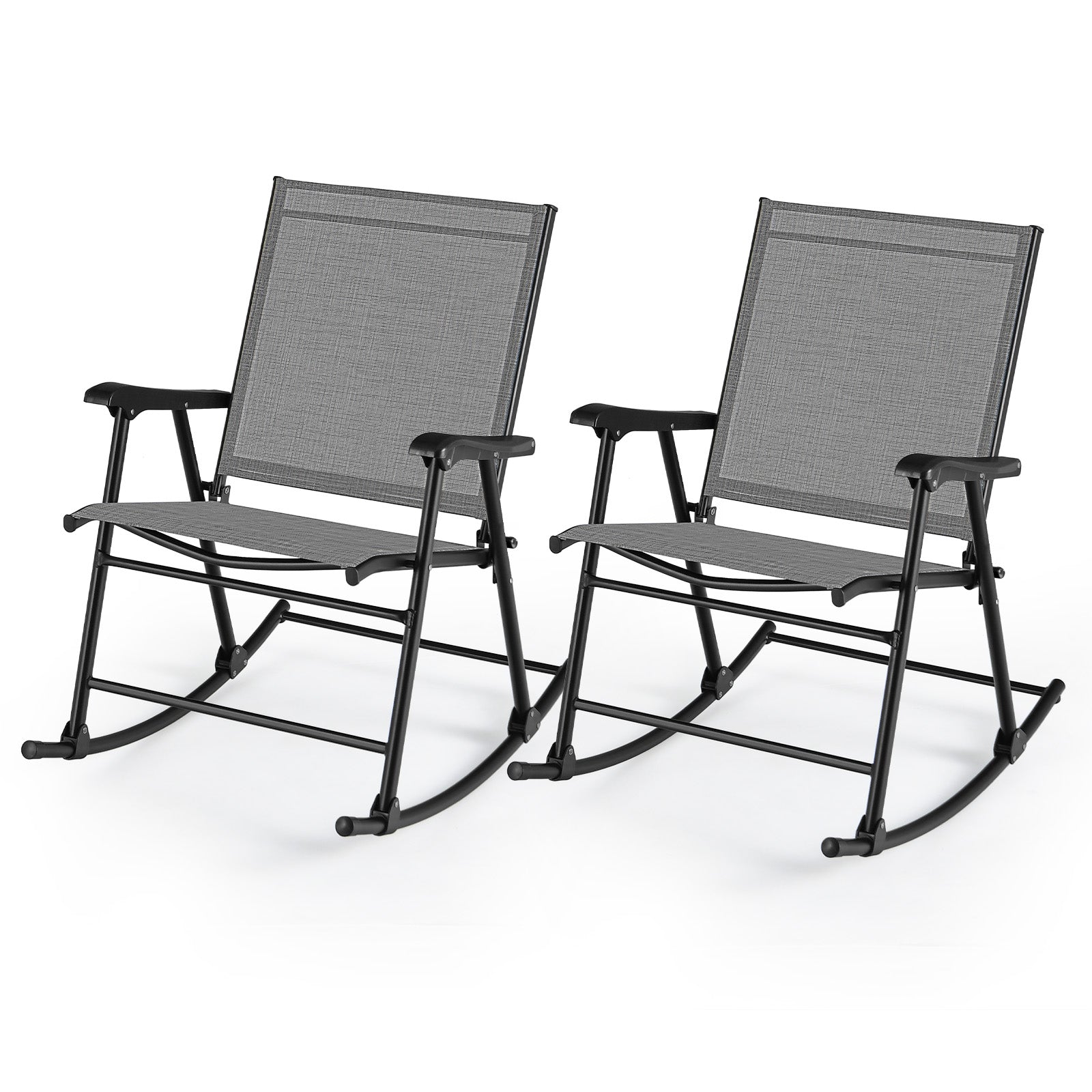 Giantex Folding Rocking Chairs Set of 2 - High Back Patio Rocking Chairs w/Armrests and Footrests, Breathable Back Rest