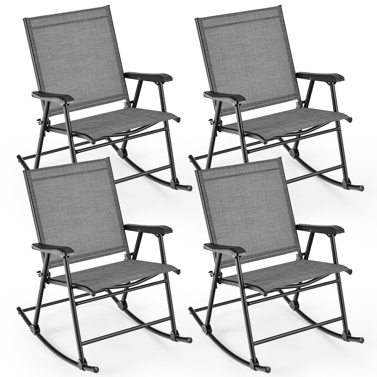 Giantex Folding Rocking Chairs Set of 2 - High Back Patio Rocking Chairs w/Armrests and Footrests, Breathable Back Rest