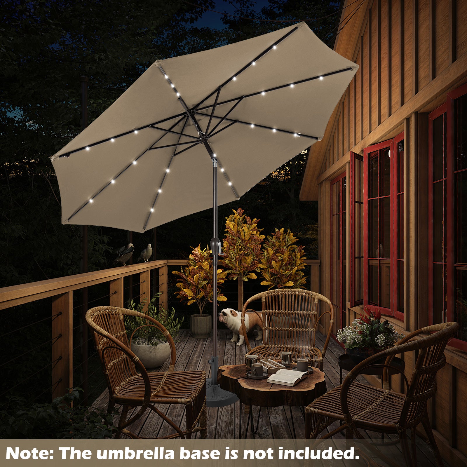 10ft Solar Patio Umbrella Outdoor with Lights Pool Indoor Outdoor Use