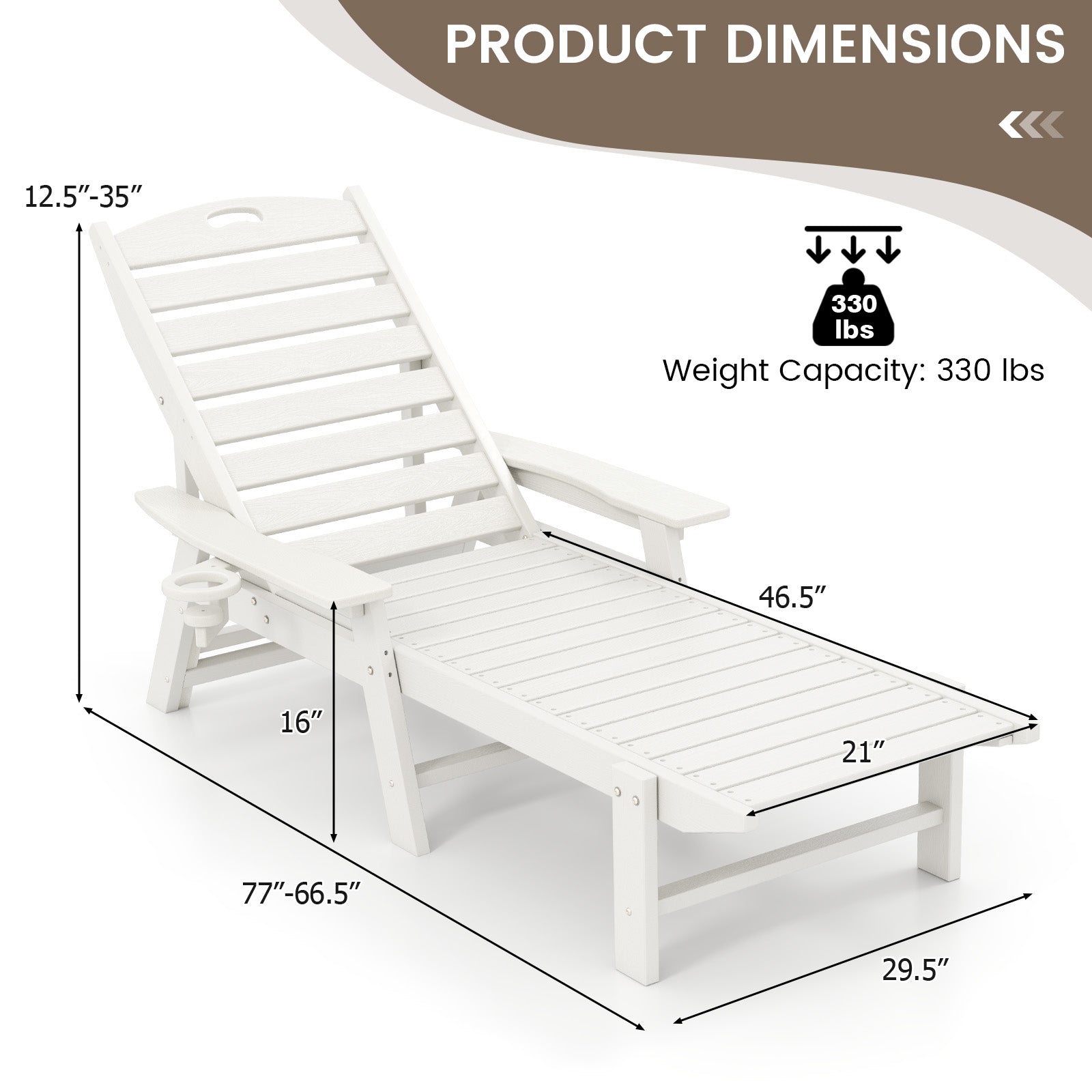 Giantex Adjustable Chaise Lounge Outdoor - Patio HDPE Reclining Chair Outdoor Recliner