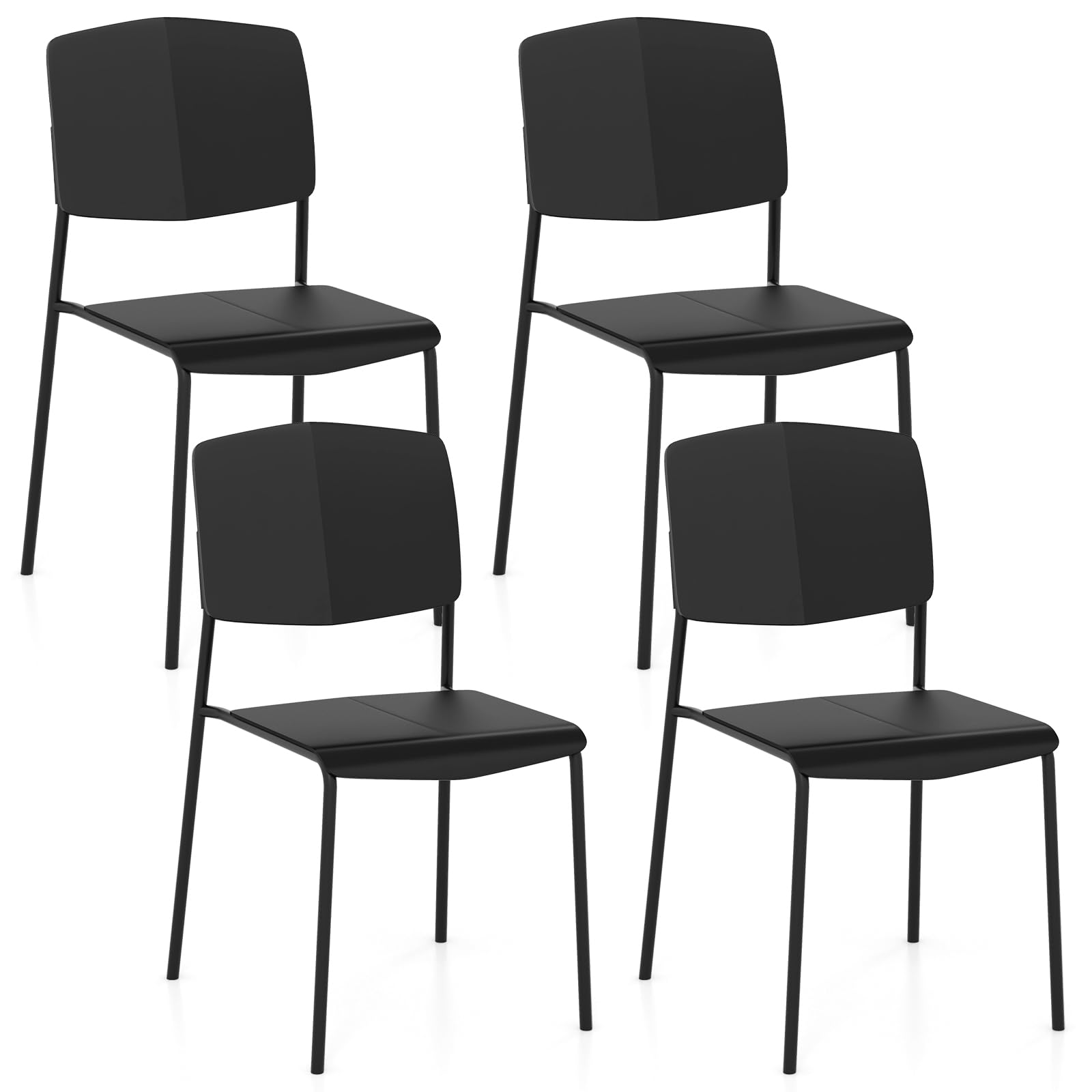 Giantex Stackable Dining Chairs Set, Modern Kitchen Chairs w/Metal Legs & Curved Back, Load up to 350 LBS